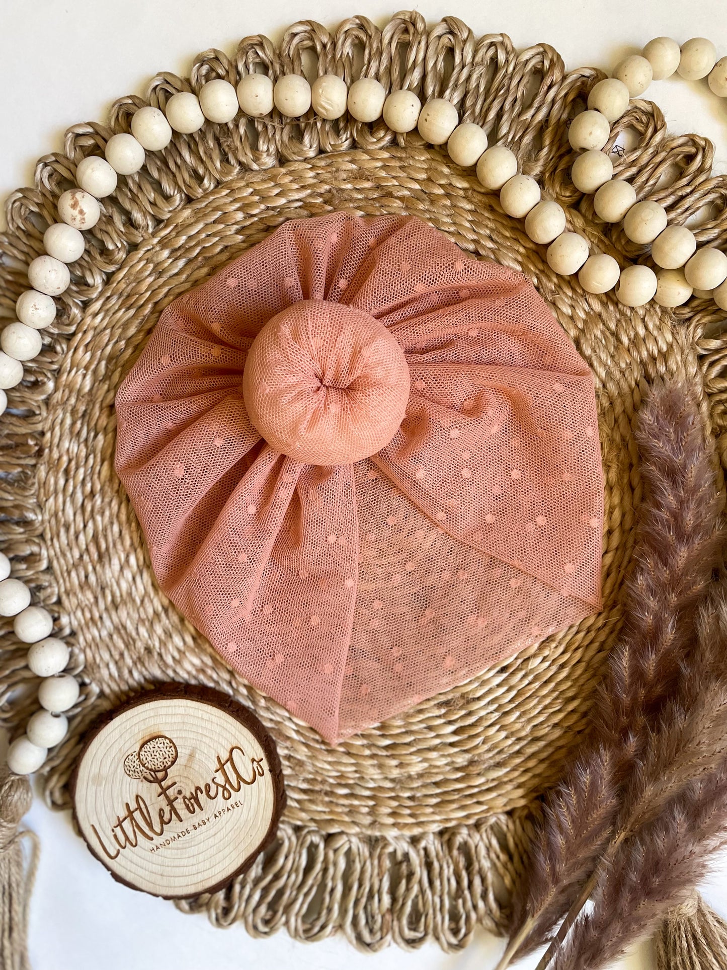 Dotted Dusty Pink Mesh Turban
