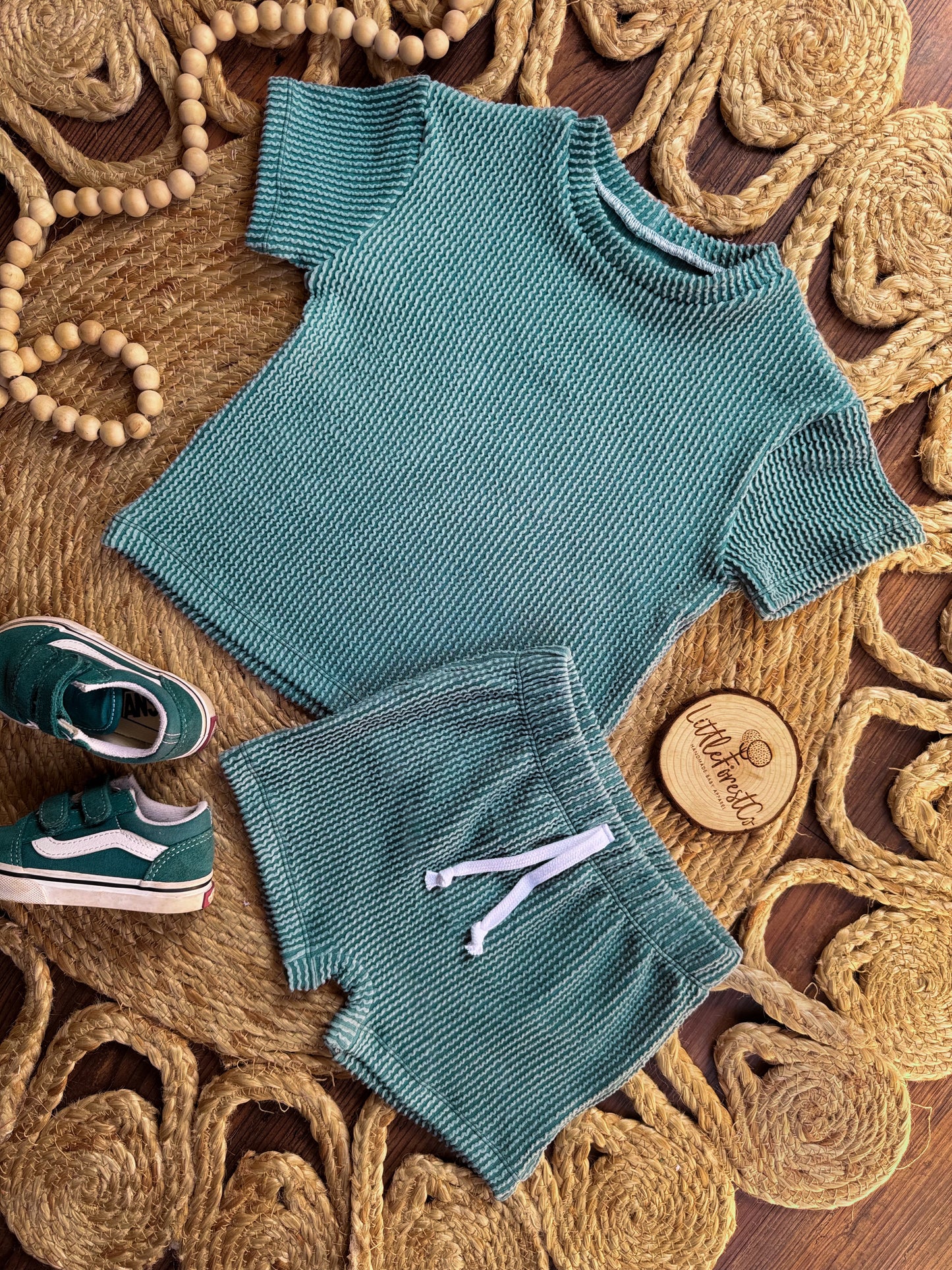 Waved Rib Relaxed Tee + Play Shorts