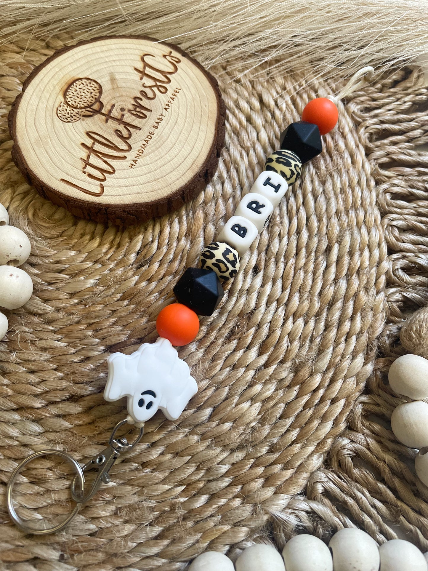 Personalized Ghost Keychain or Pacifier Clip