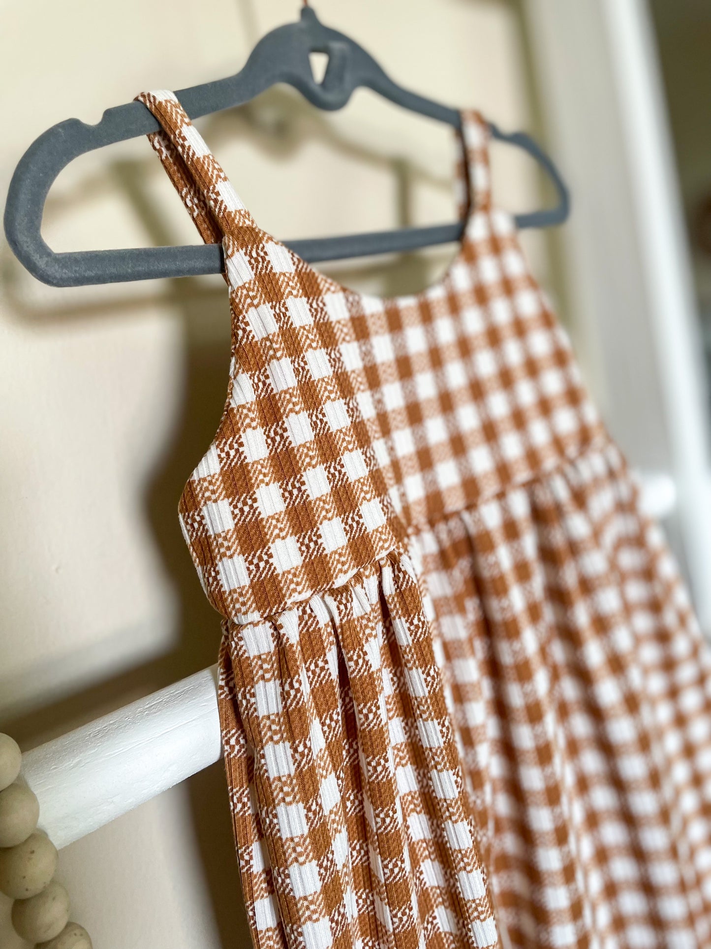 Rust Gingham Jumpsuit