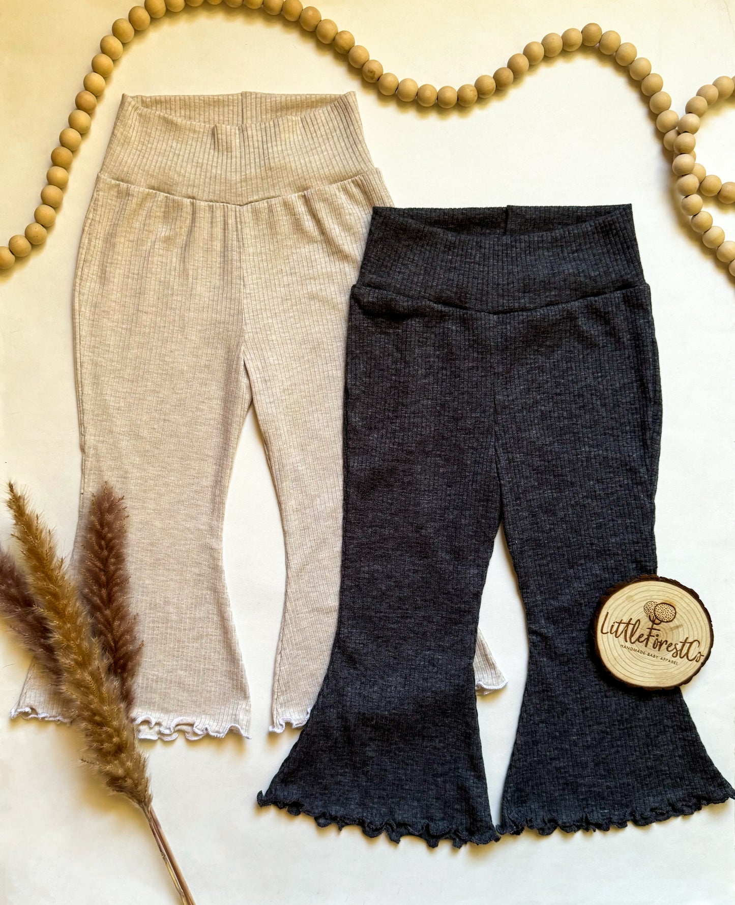 Cozy Rib Lettuce Hem Flares