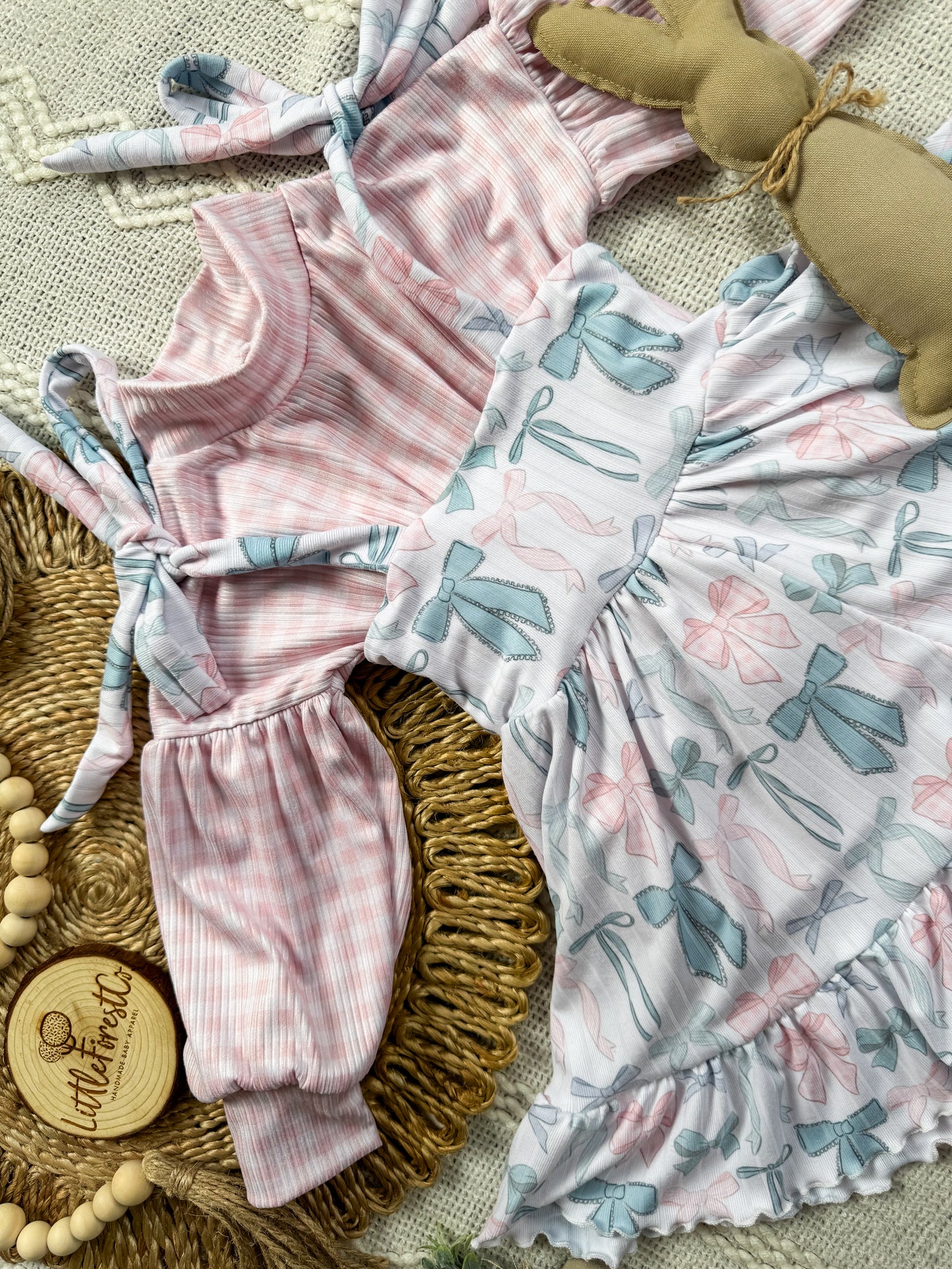 Spring Knots Adelaide Ruffle Shorts Jumper & Pink Gingham Layering Tops