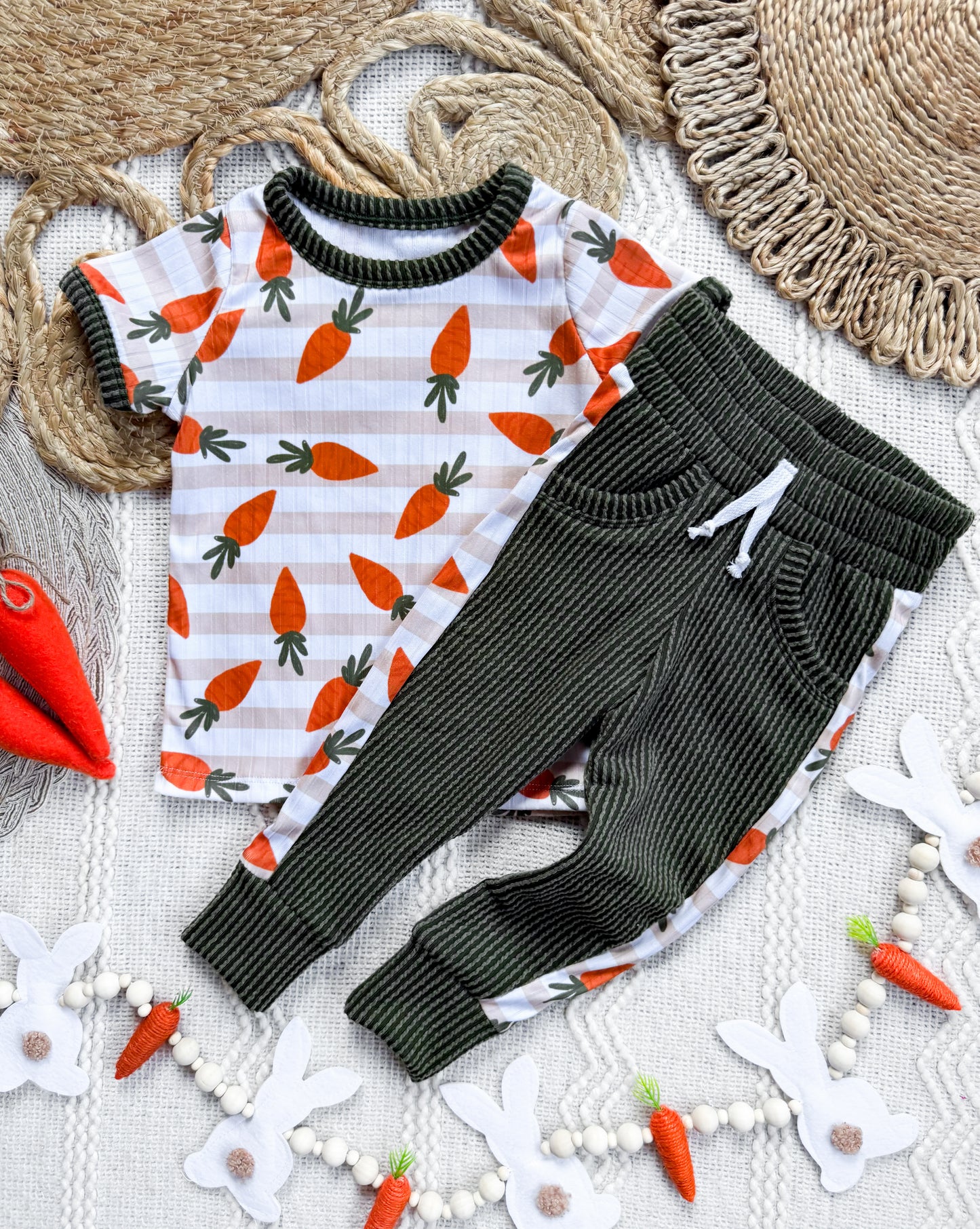 Bunny Snacks Track Tee + Olive Joggers
