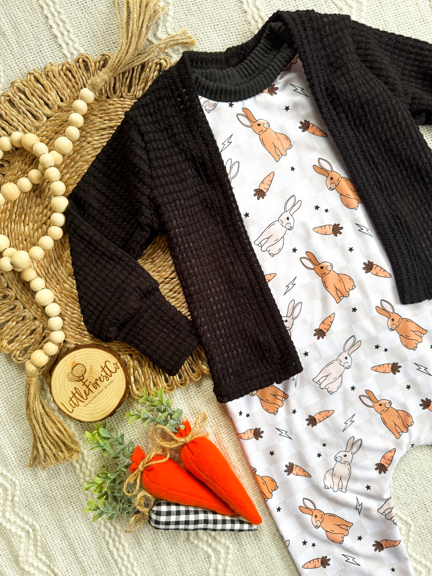 Bunny Checks Tank Romper & Cardigan