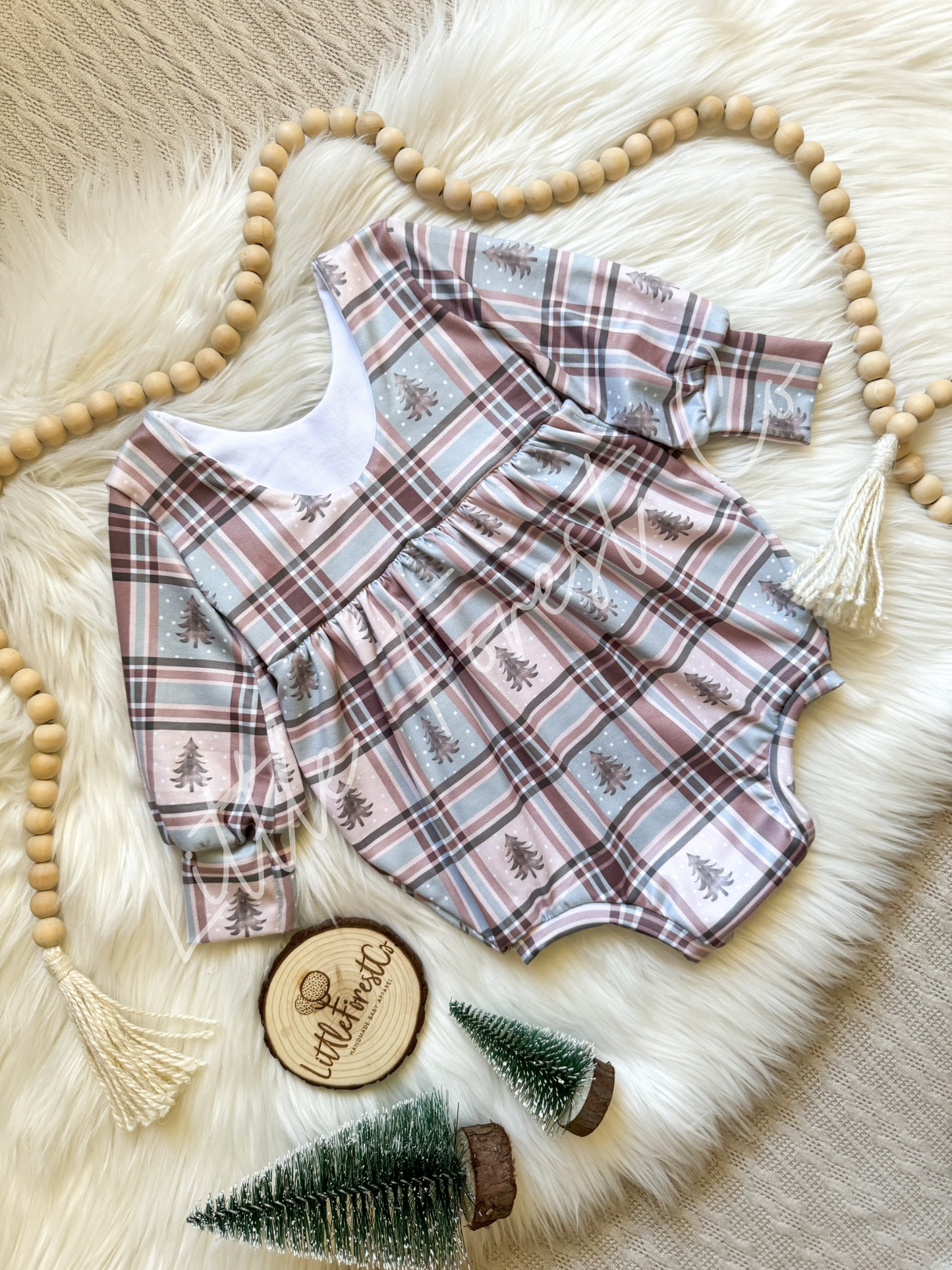 RTS- 6/9m Festive Flannel Gracelynn Romper