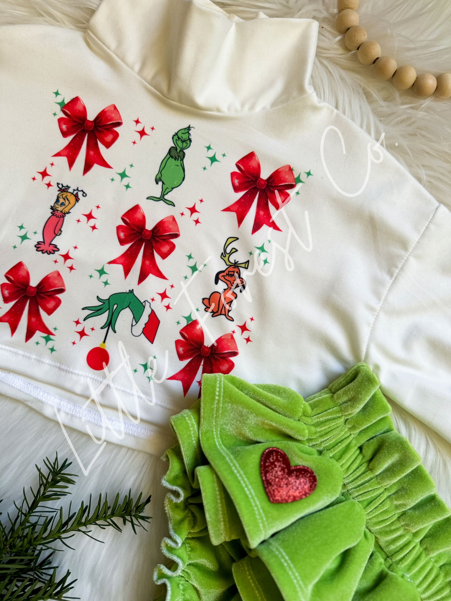 Green Guy Heart Bloomers & Mock Neck Top
