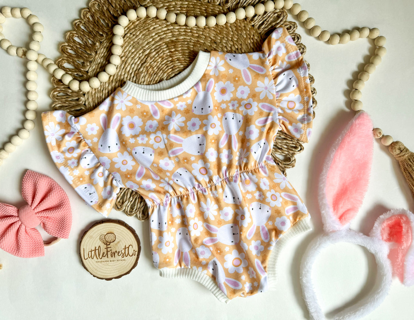 Bunny Blossoms Ruffle Sleeve Romper