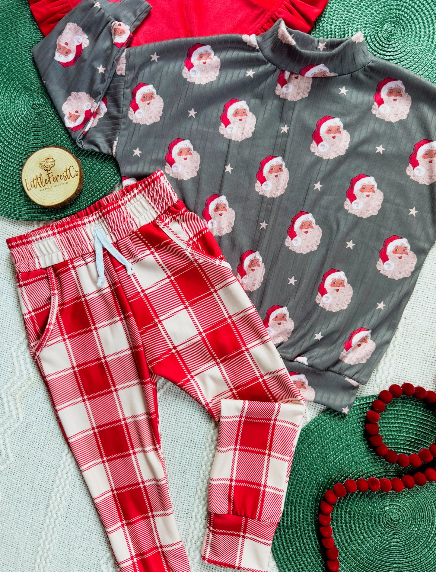 Santa Plaid Oversized Mock Sweater + Pocket Joggers