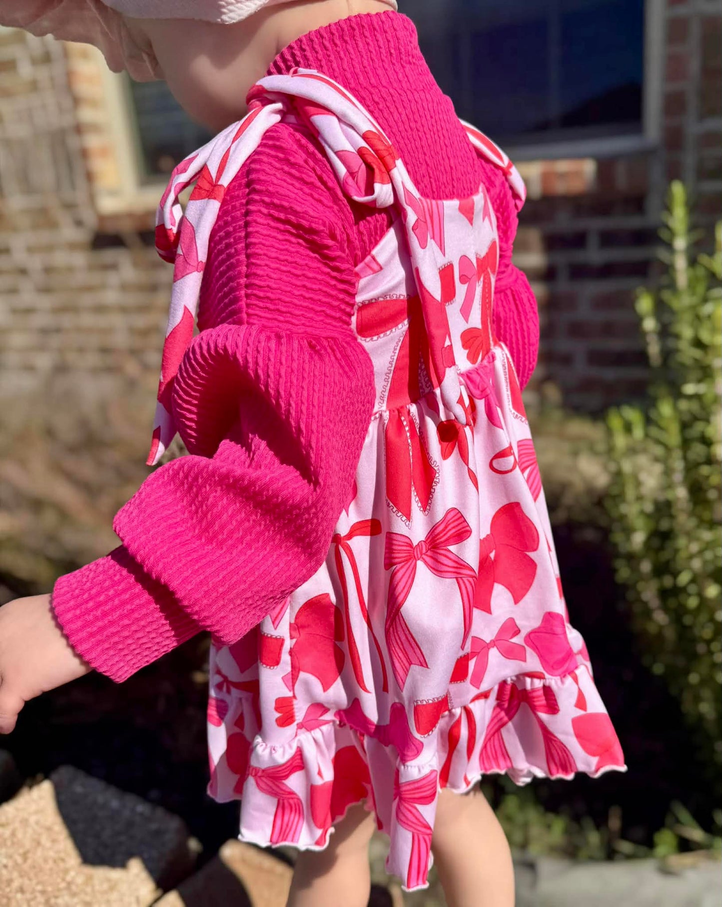 Love Ties Adelaide Ruffle Shorts Jumper & Waved Rib Fuschia Elowen Top