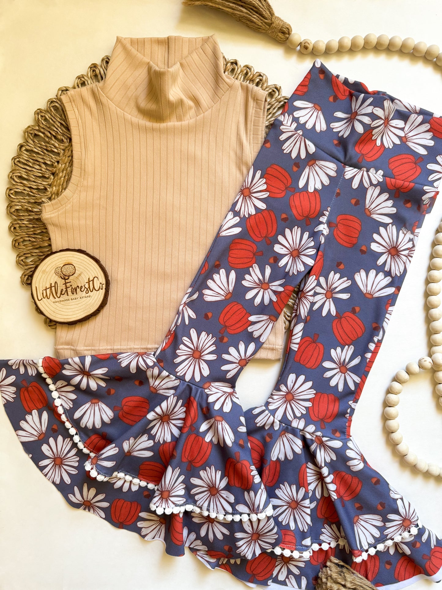 Pumpkin Double Tiered Bells with Lace Trim *NEW IMPROVED SCALE*