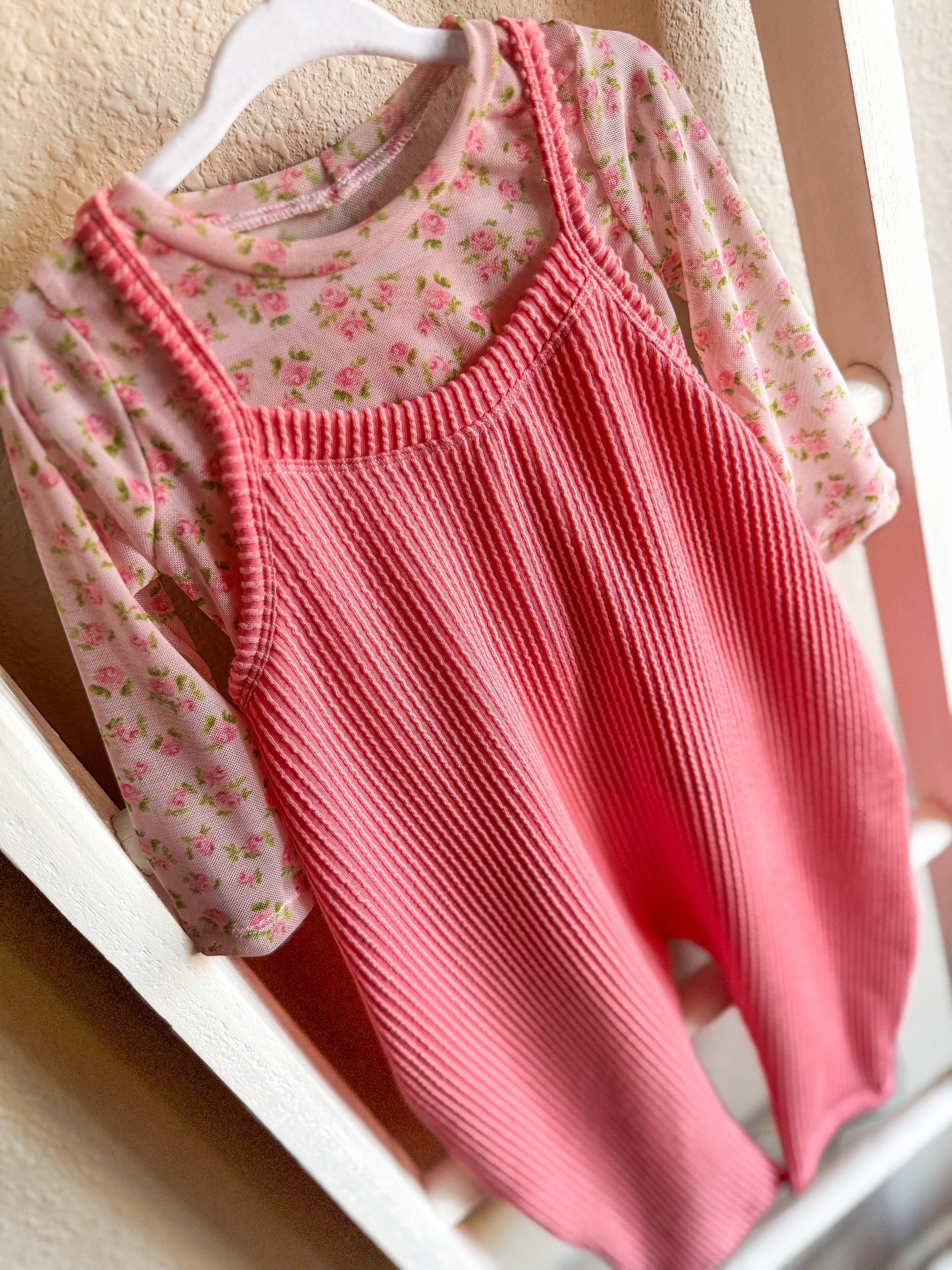 Peachy Rose Waved Rib Indy Romper