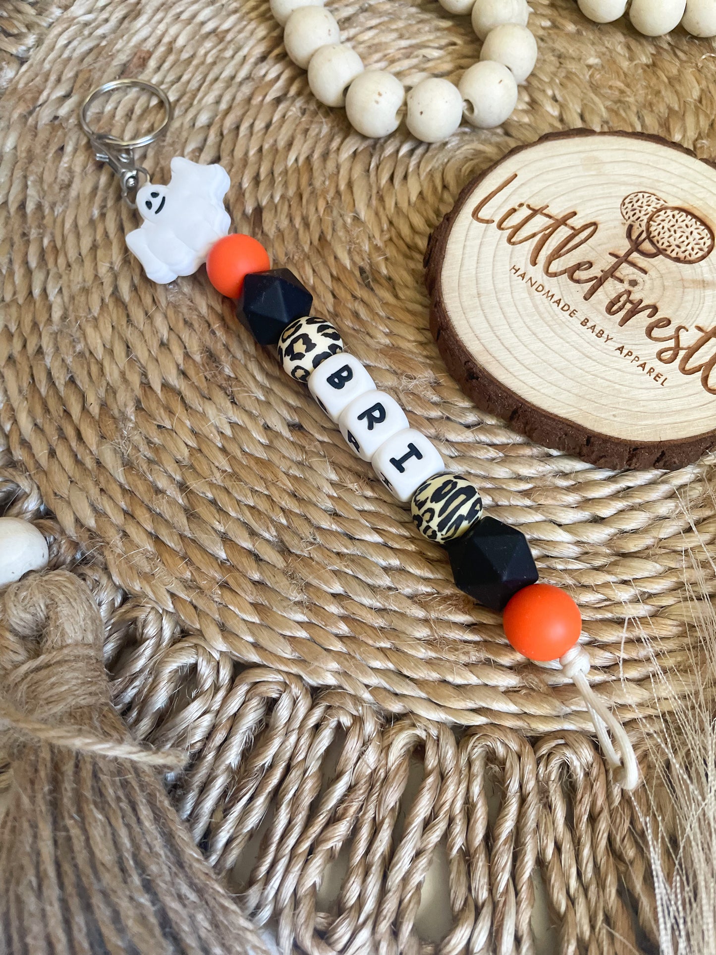 Personalized Ghost Keychain or Pacifier Clip