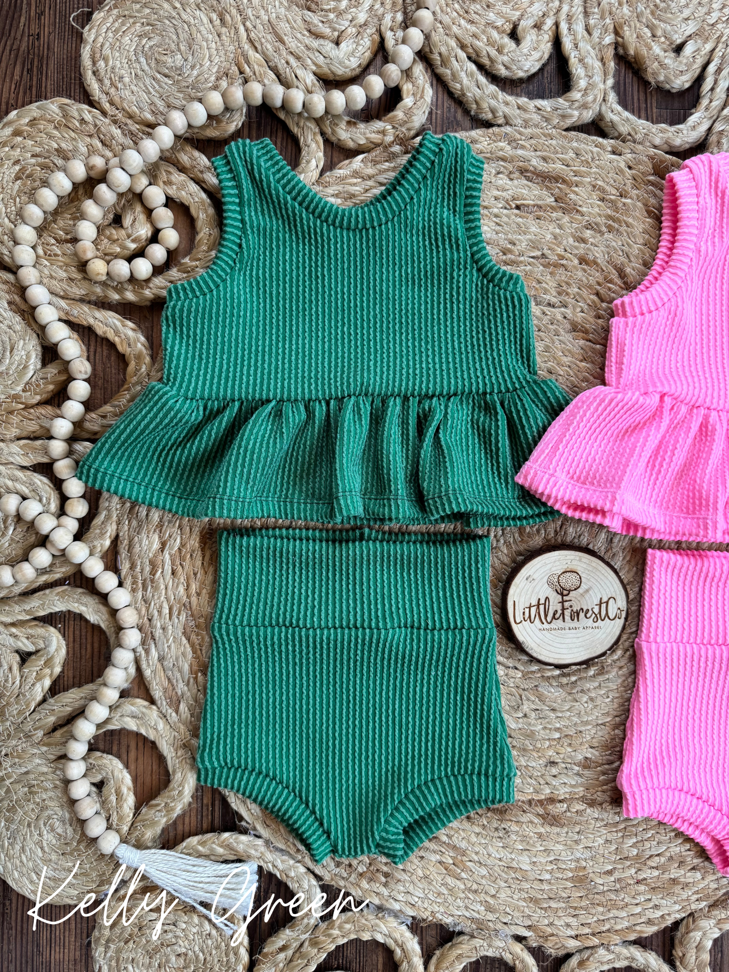 Waved Rib Tank Peplum & Bummies/Bikers