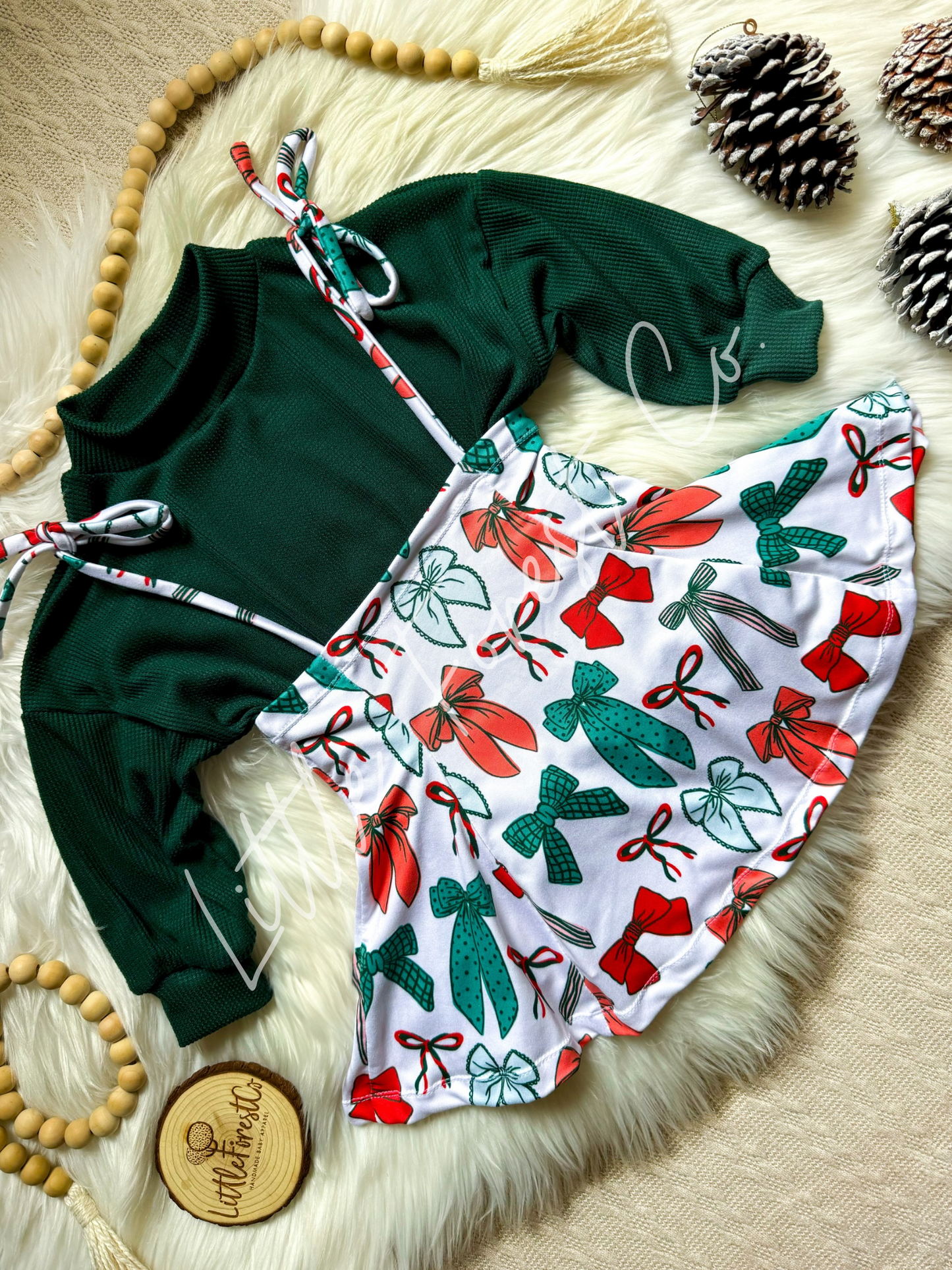 Merry Bows Strappy Skirt & Forest Green Mock Sweater