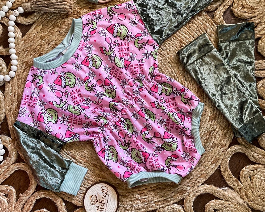 Cinched Green Guy Christmas Romper