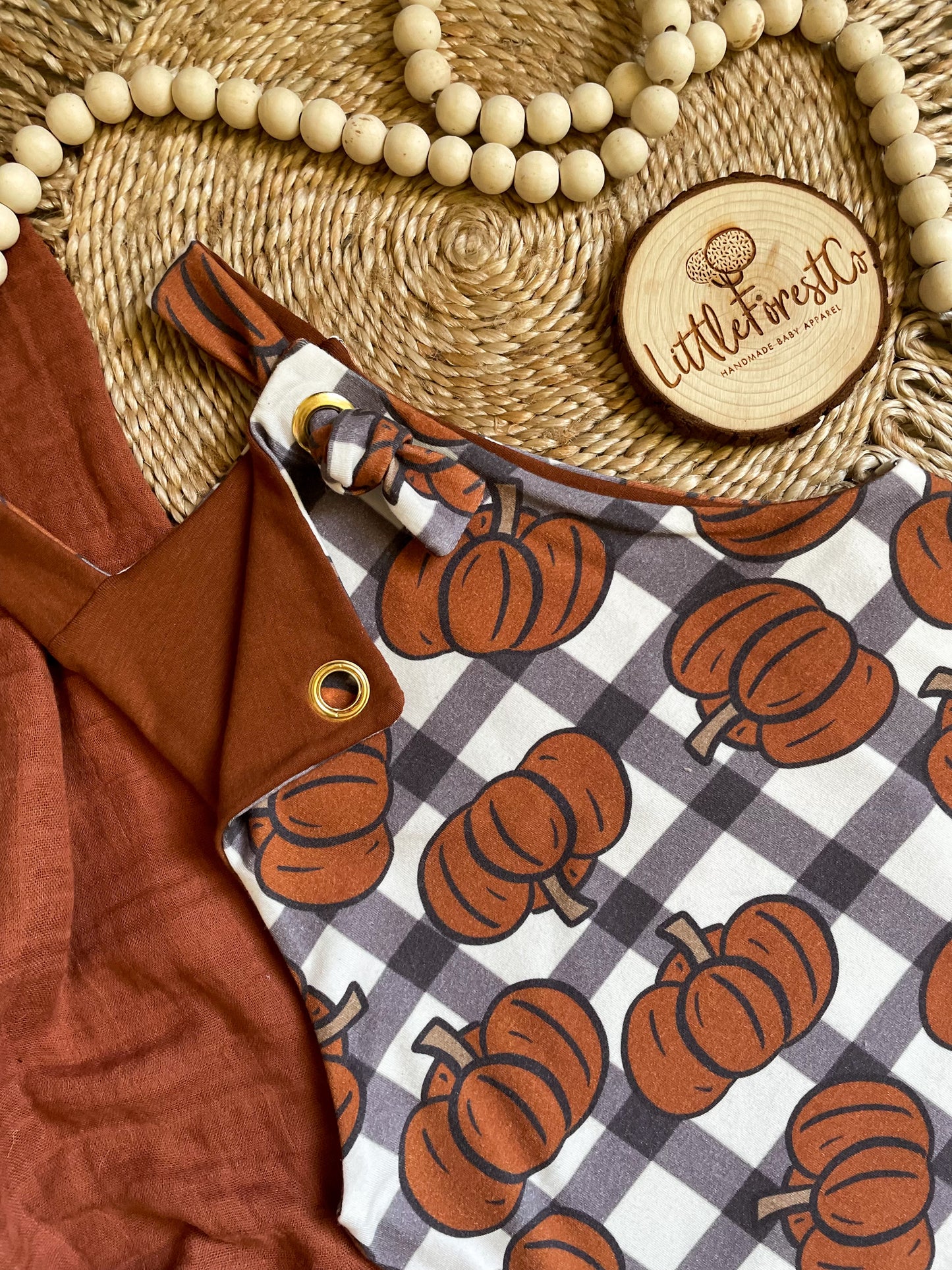 Pumpkin Knotted Overall Shorts