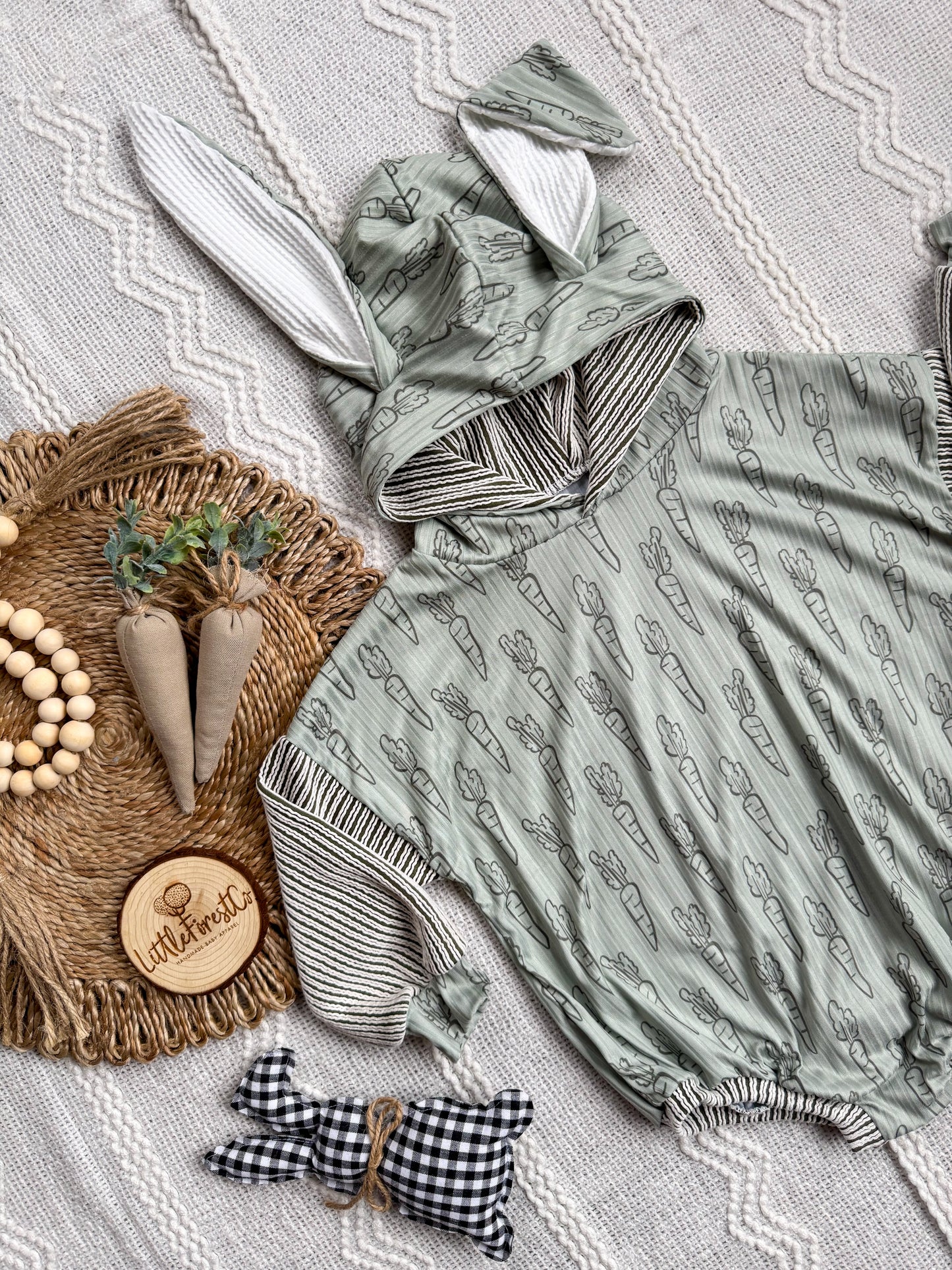 Sage Carrot Bunny Romper