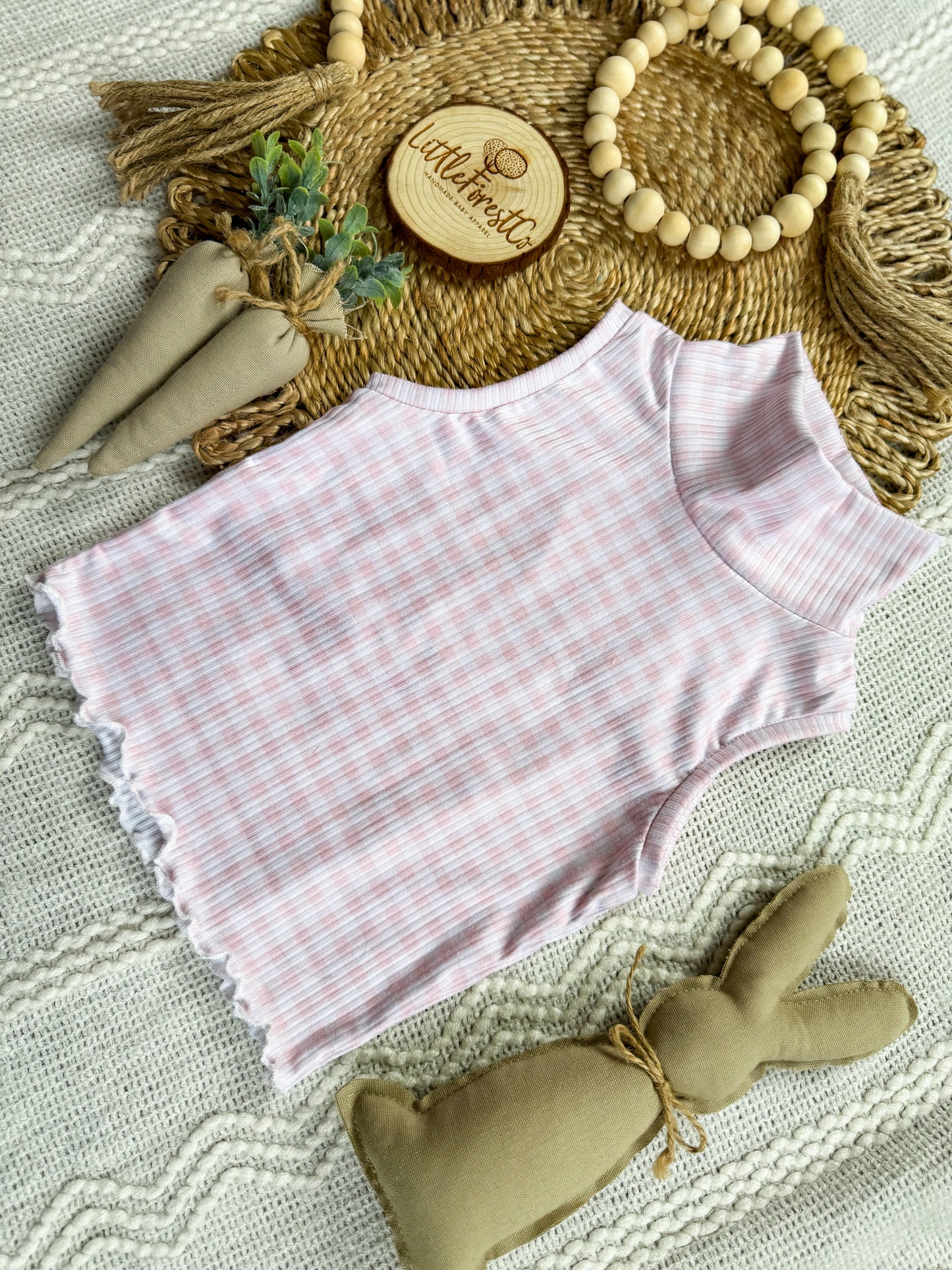 Spring Knots Adelaide Ruffle Shorts Jumper & Pink Gingham Layering Tops
