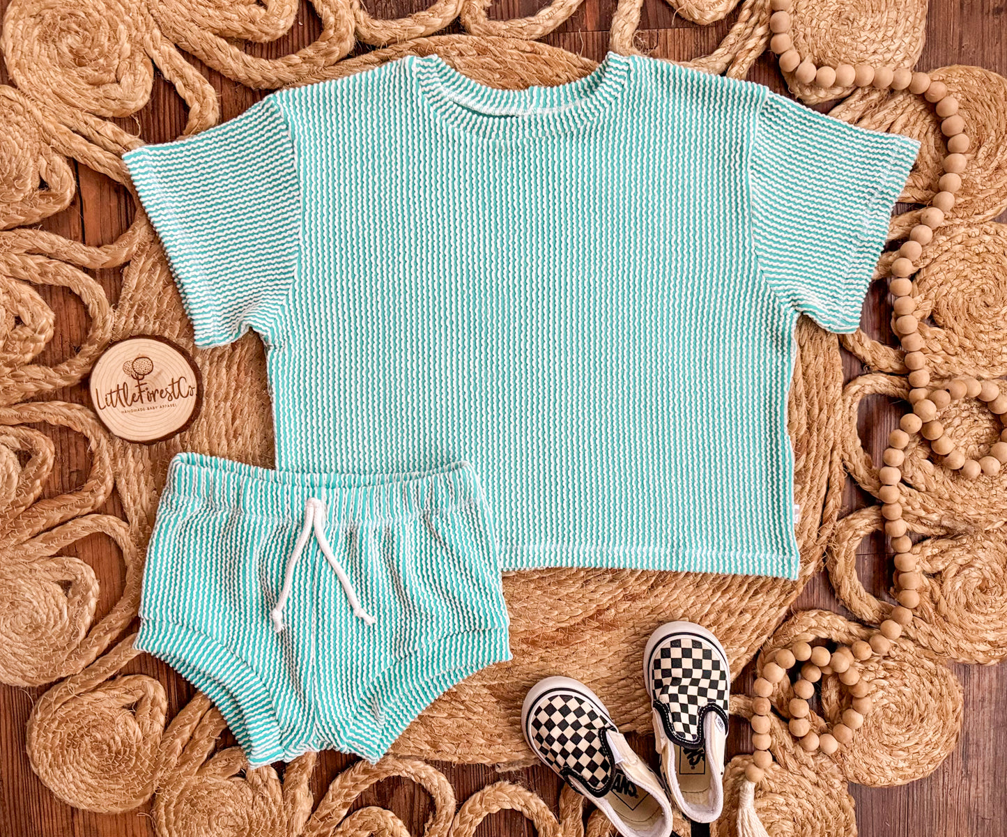 Waved Rib Oversized Tee + Shorties Set