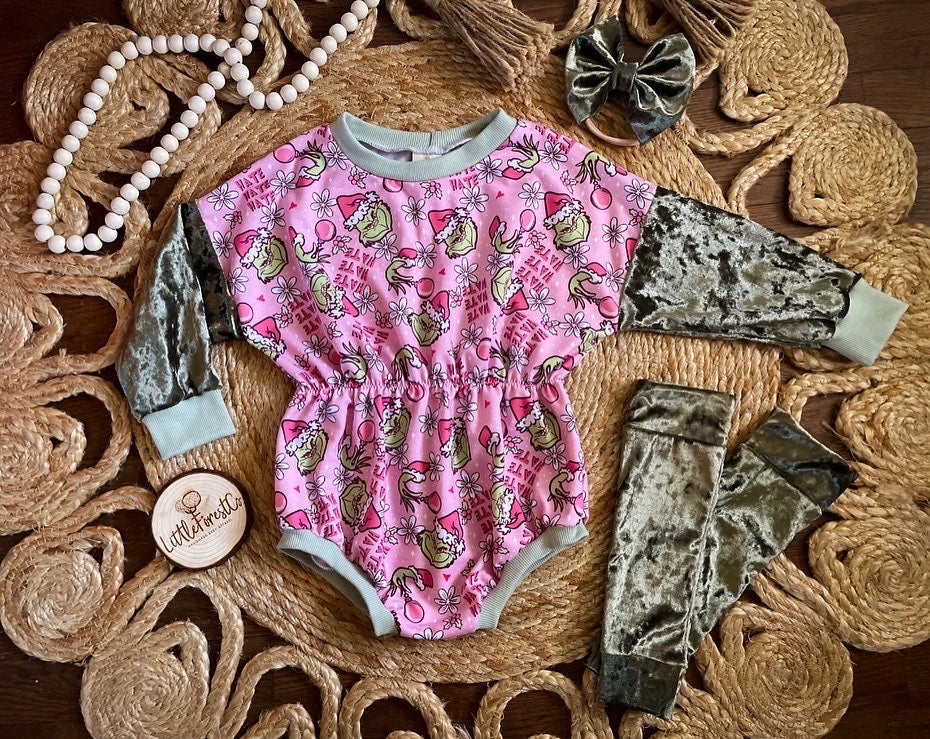 Cinched Green Guy Christmas Romper