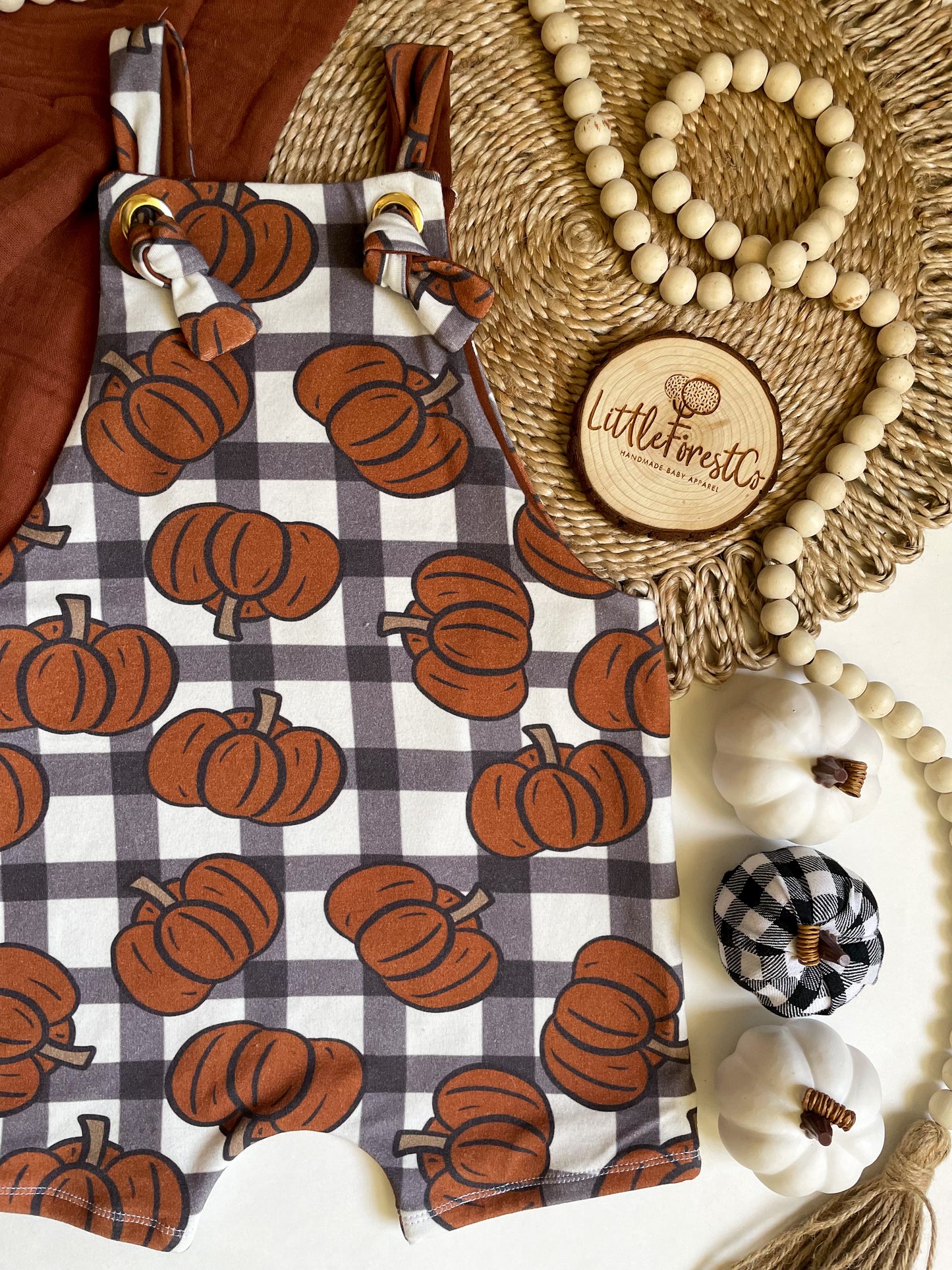 Pumpkin Knotted Overall Shorts