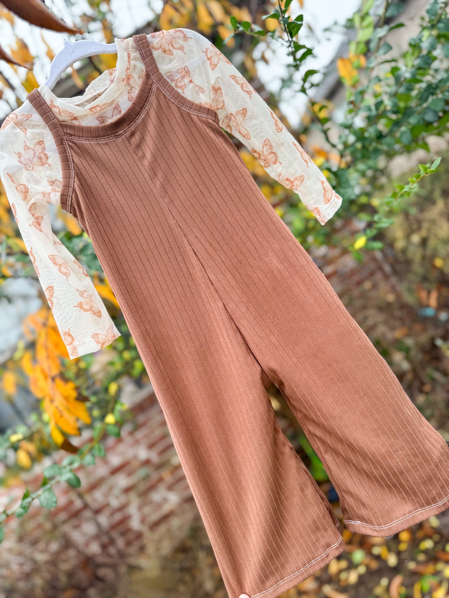 Neutral Butterflies Mesh Top