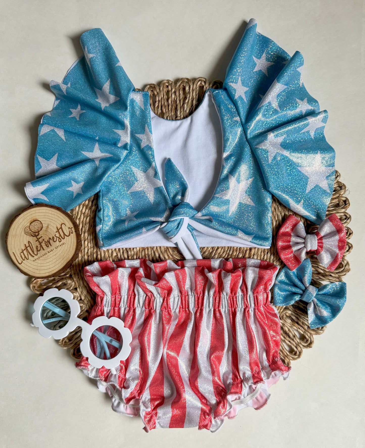 Glitter Stars + Stripes Bloomies + Flutter Top