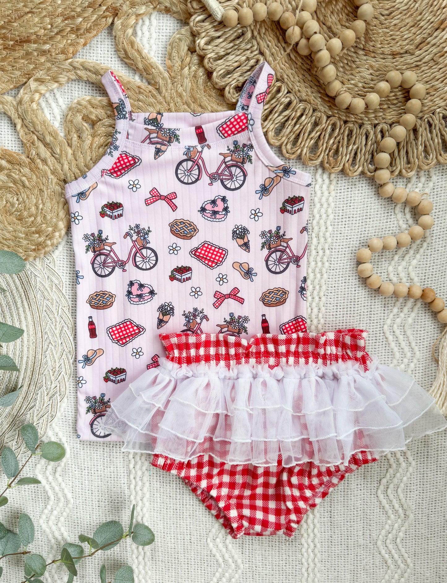 Strawberry Social Cami & Lace Skirted Bloomer