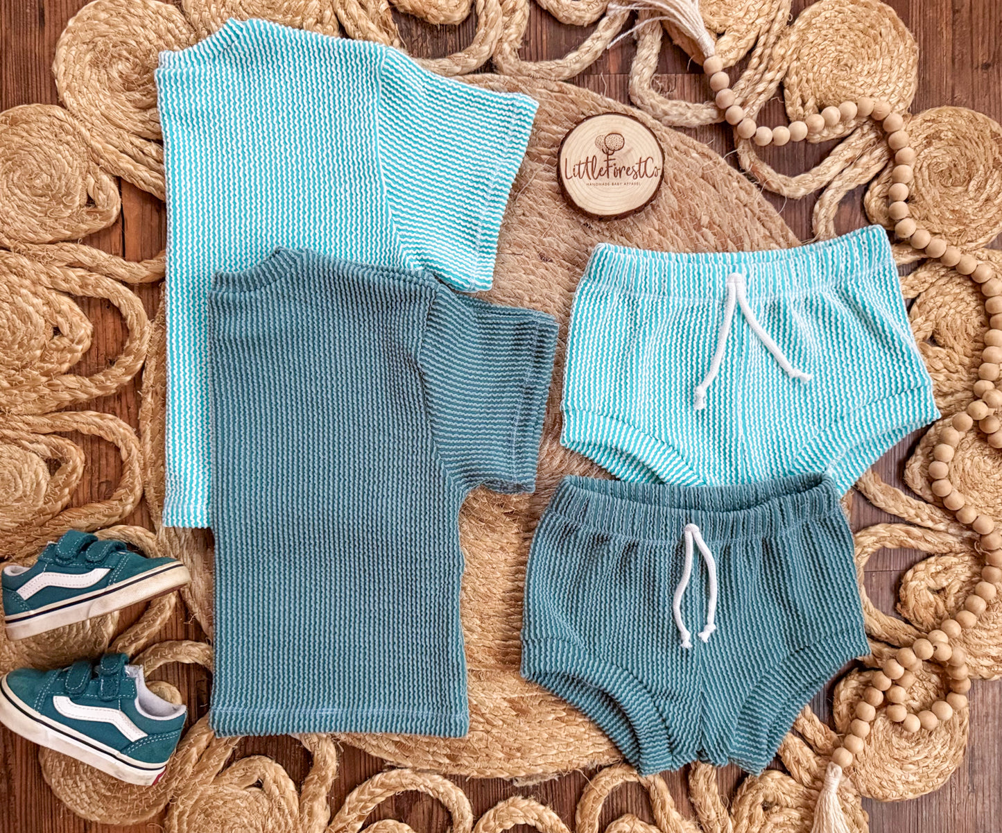 Waved Rib Oversized Tee + Shorties Set
