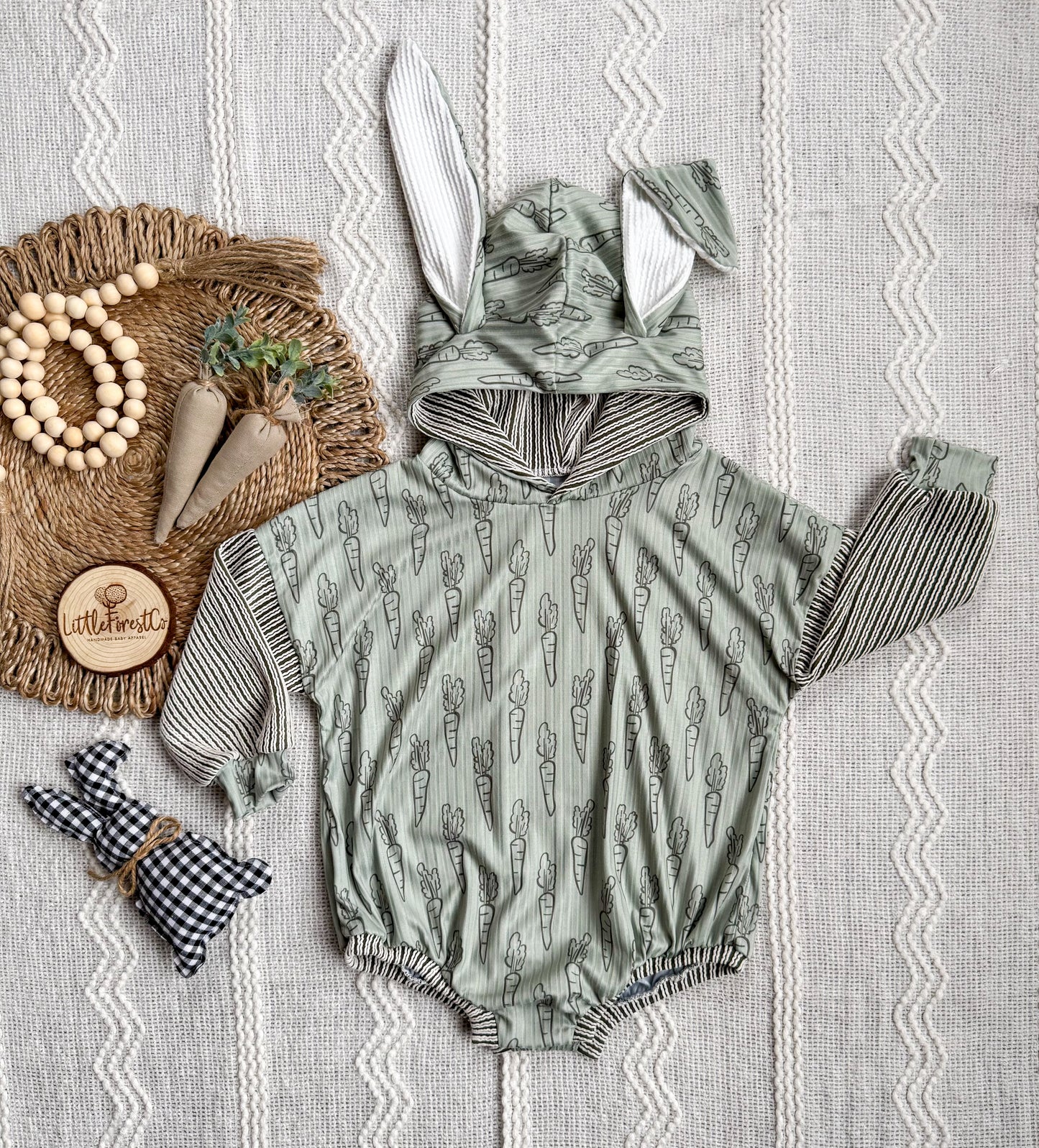 Sage Carrot Bunny Romper