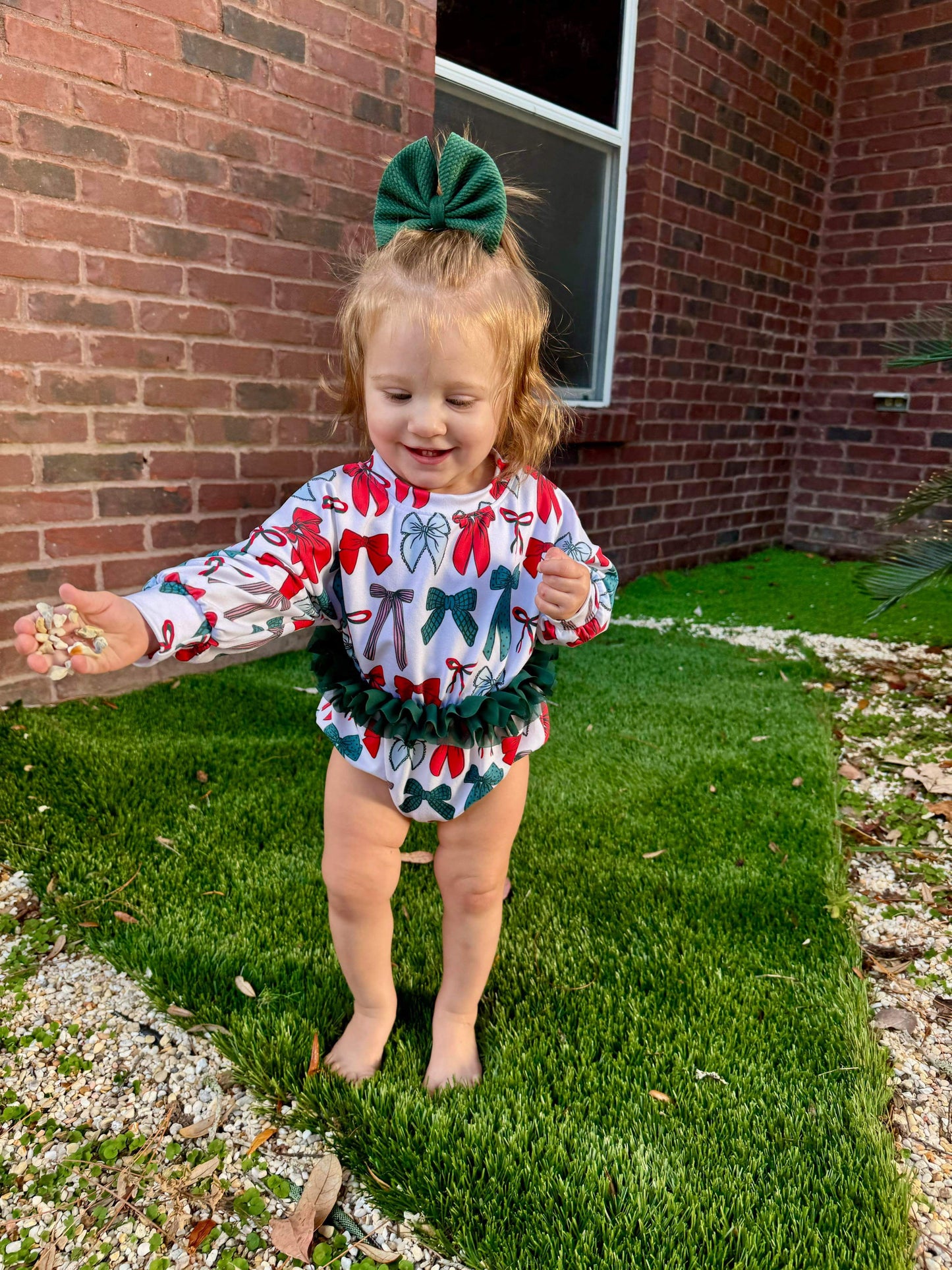 Merry Bows Cinched Chiffon Ruffle Romper