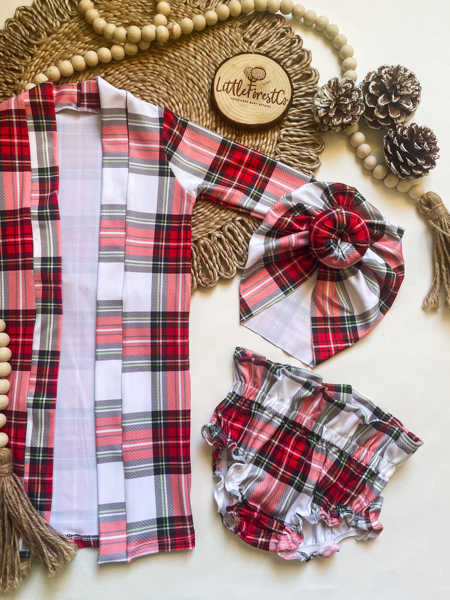 RTS 3-6M Santa Baby Bodysuit + Bloomers + Cardigan