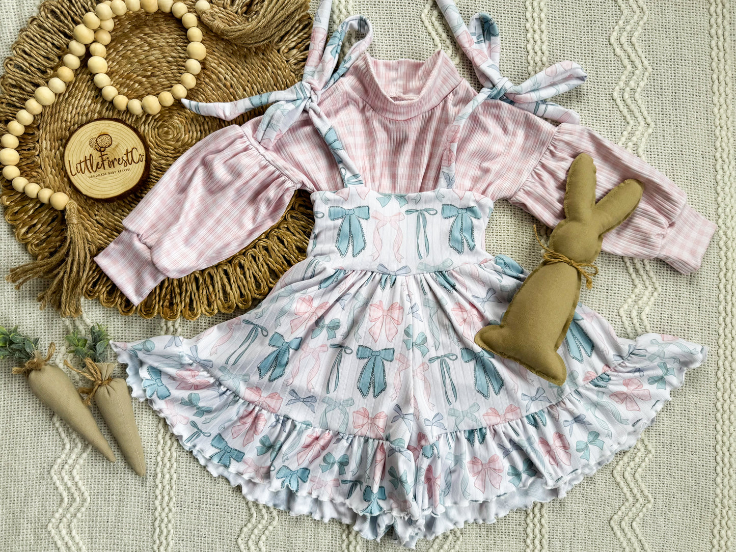 Spring Knots Adelaide Ruffle Shorts Jumper & Pink Gingham Layering Tops