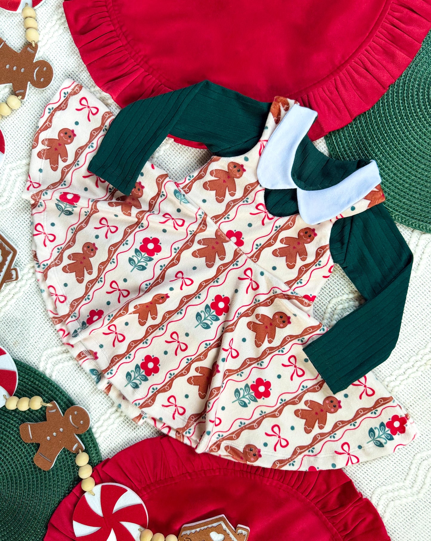 Velvet Gingerbread Lane Pinafore Dress + Longsleeve Top