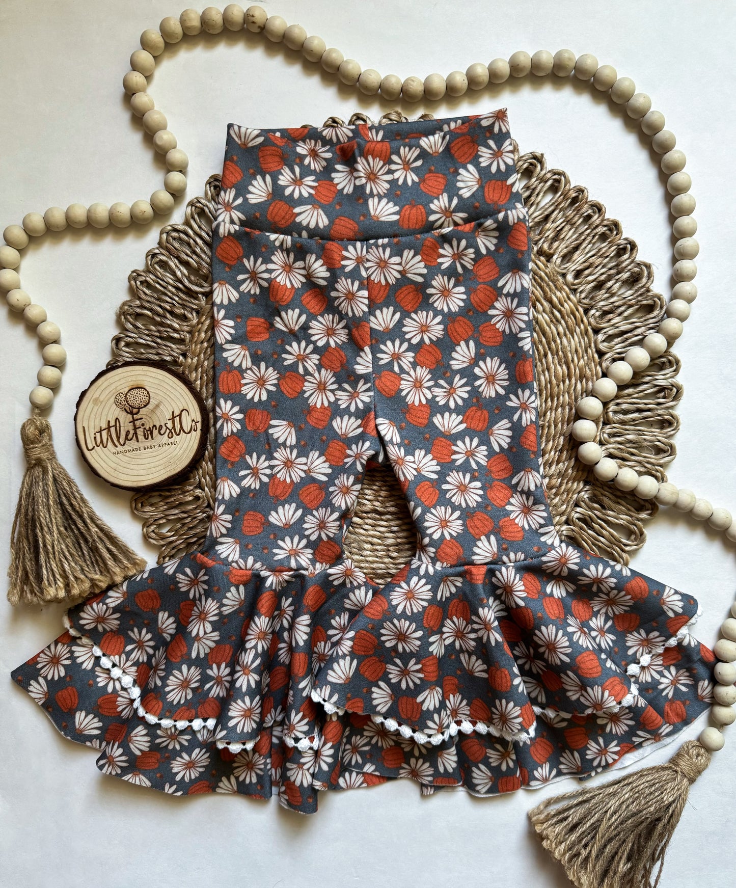 RTS 12-18M Lace Trim Tiered Pumpkin Bells