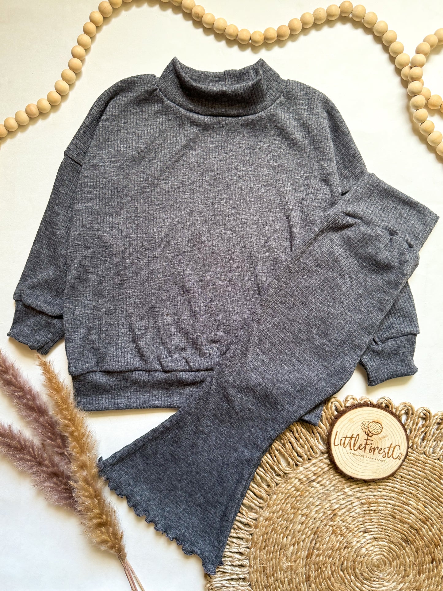 Cozy Rib Lettuce Hem Flares