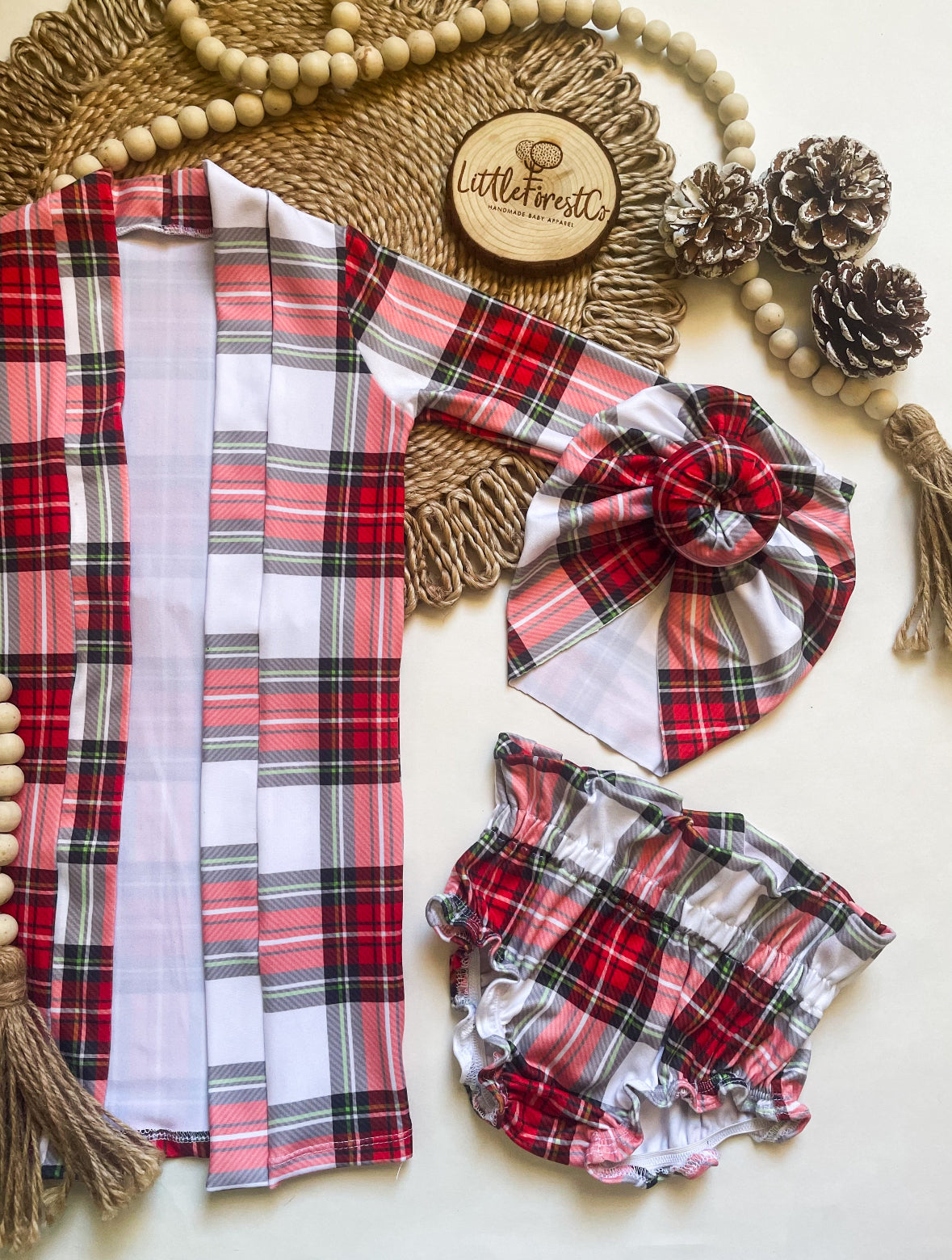 RTS - 3-6m FULL SET, 2T BLOOMERS ONLY Festive Flannel