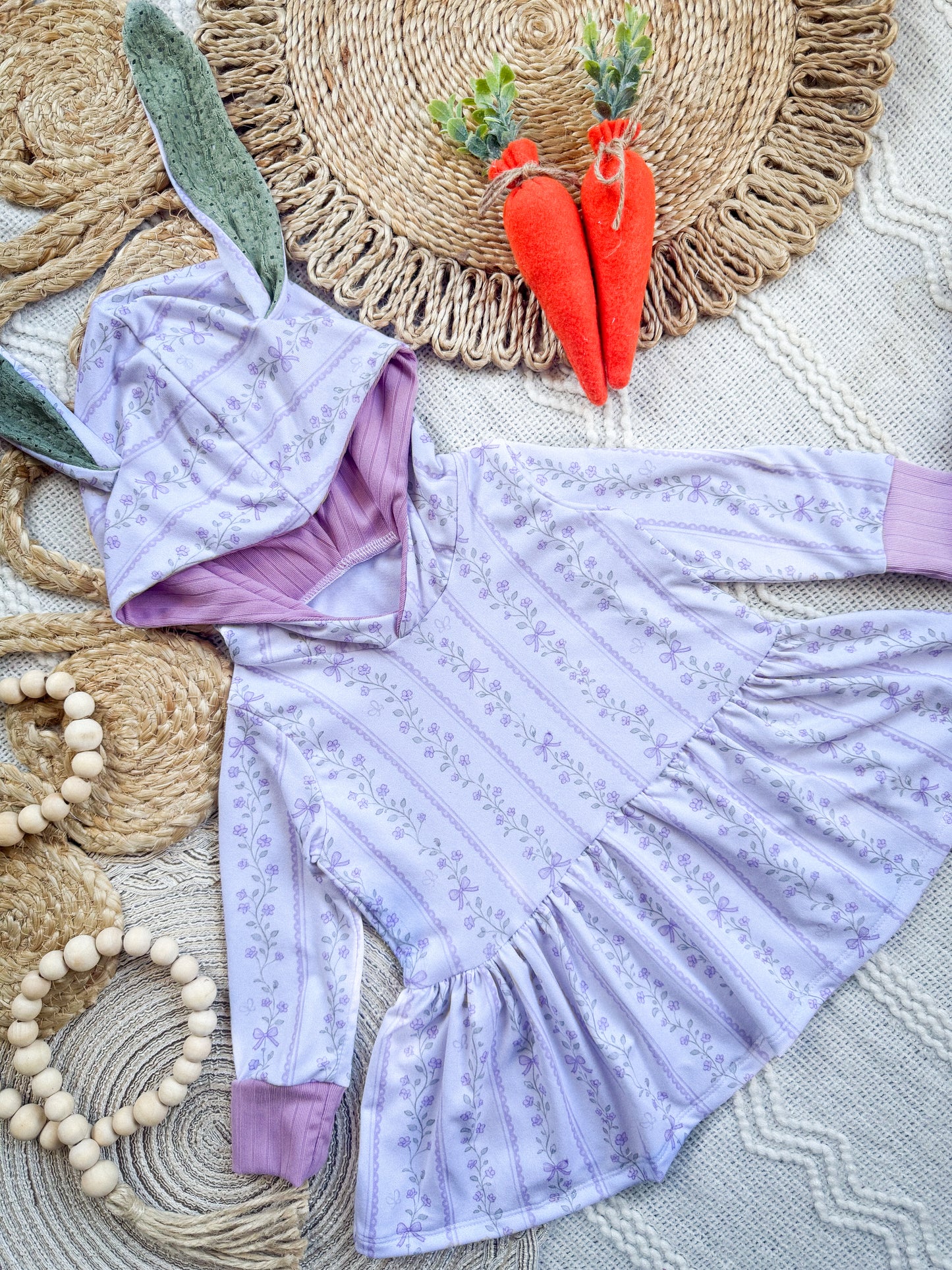 Lilac Floral Bunny Peplum + Flare Pants
