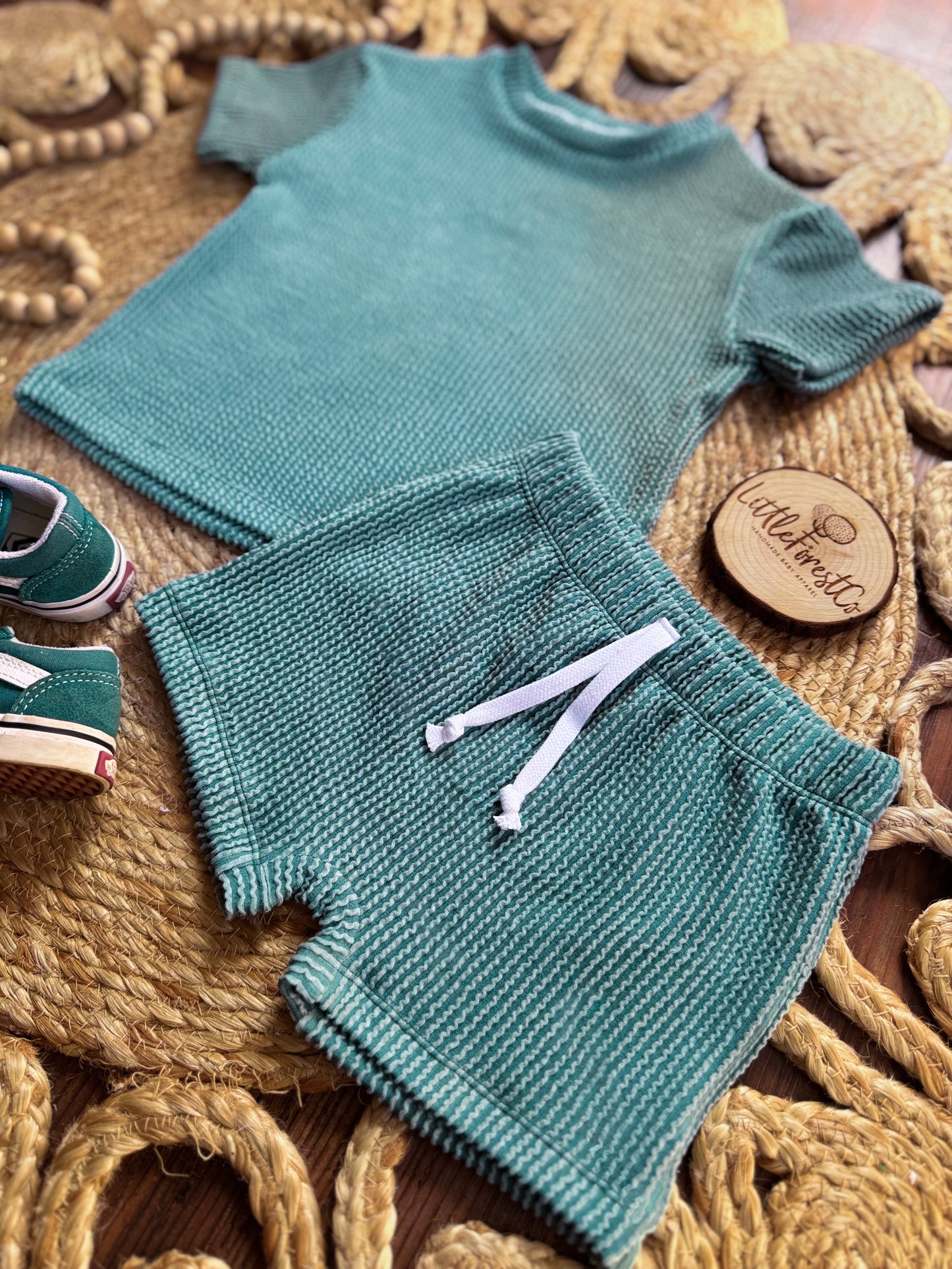 Waved Rib Relaxed Tee + Play Shorts