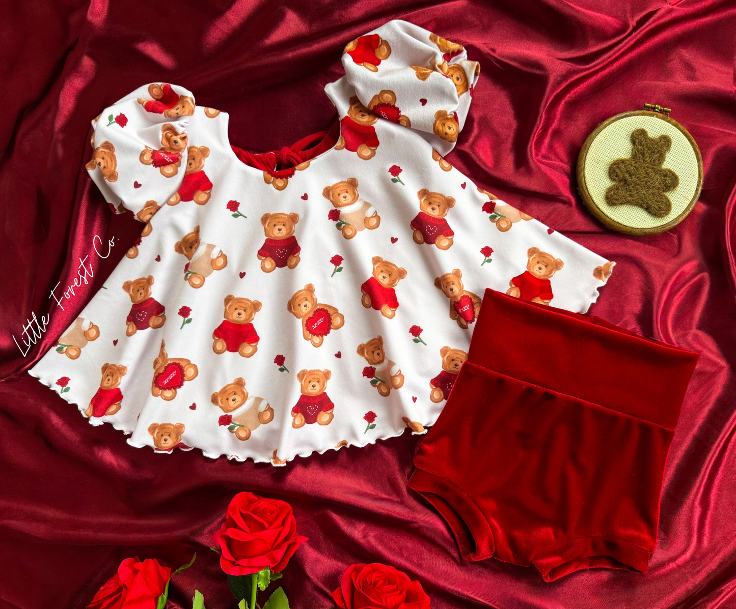 Be Mine Bears Abilene Top + Bummies/Bloomers