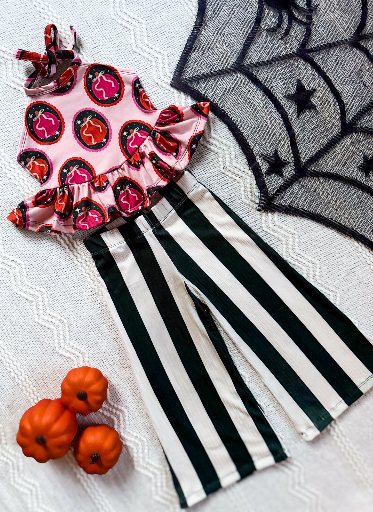 RTS 18-24m Pumpkin Portraits Halter Peplum + Wide Leg Pants