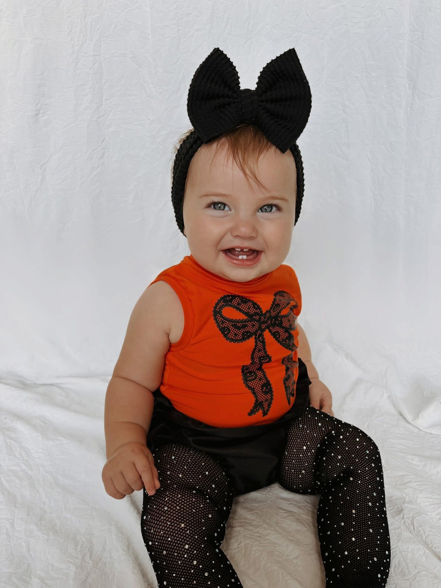Coquette Pumpkin Lace Mock Tank + Black Satin Bloomers