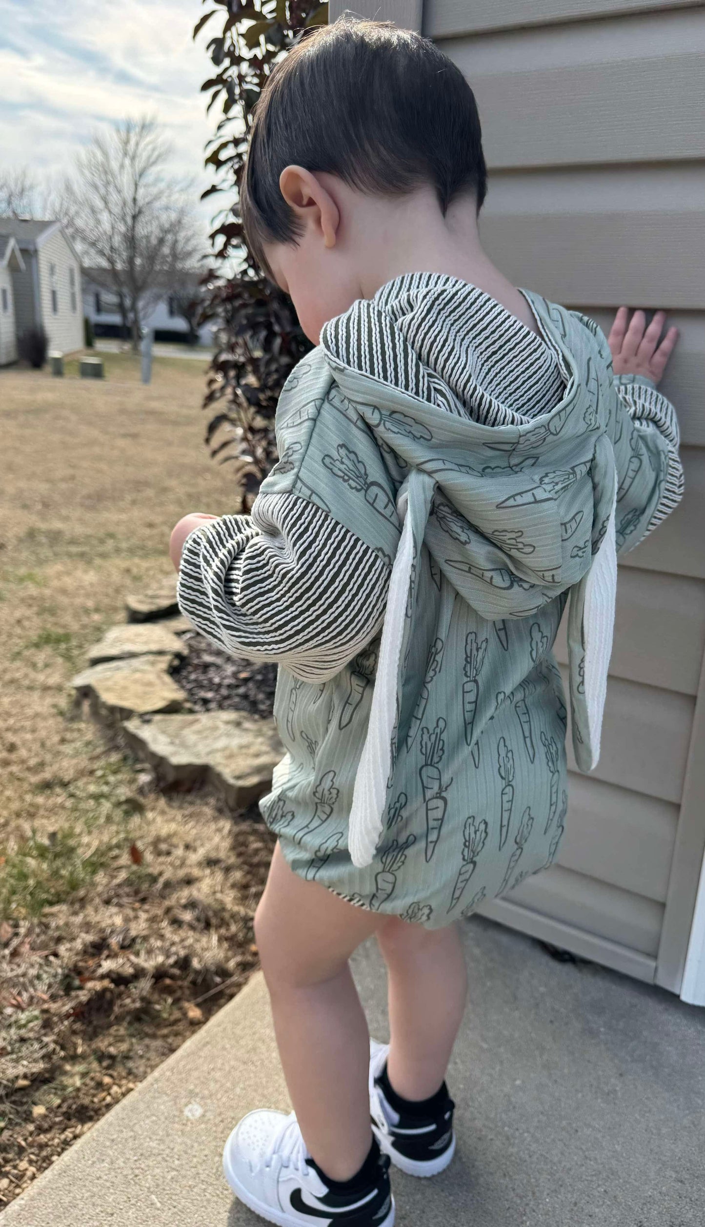Sage Carrot Bunny Romper