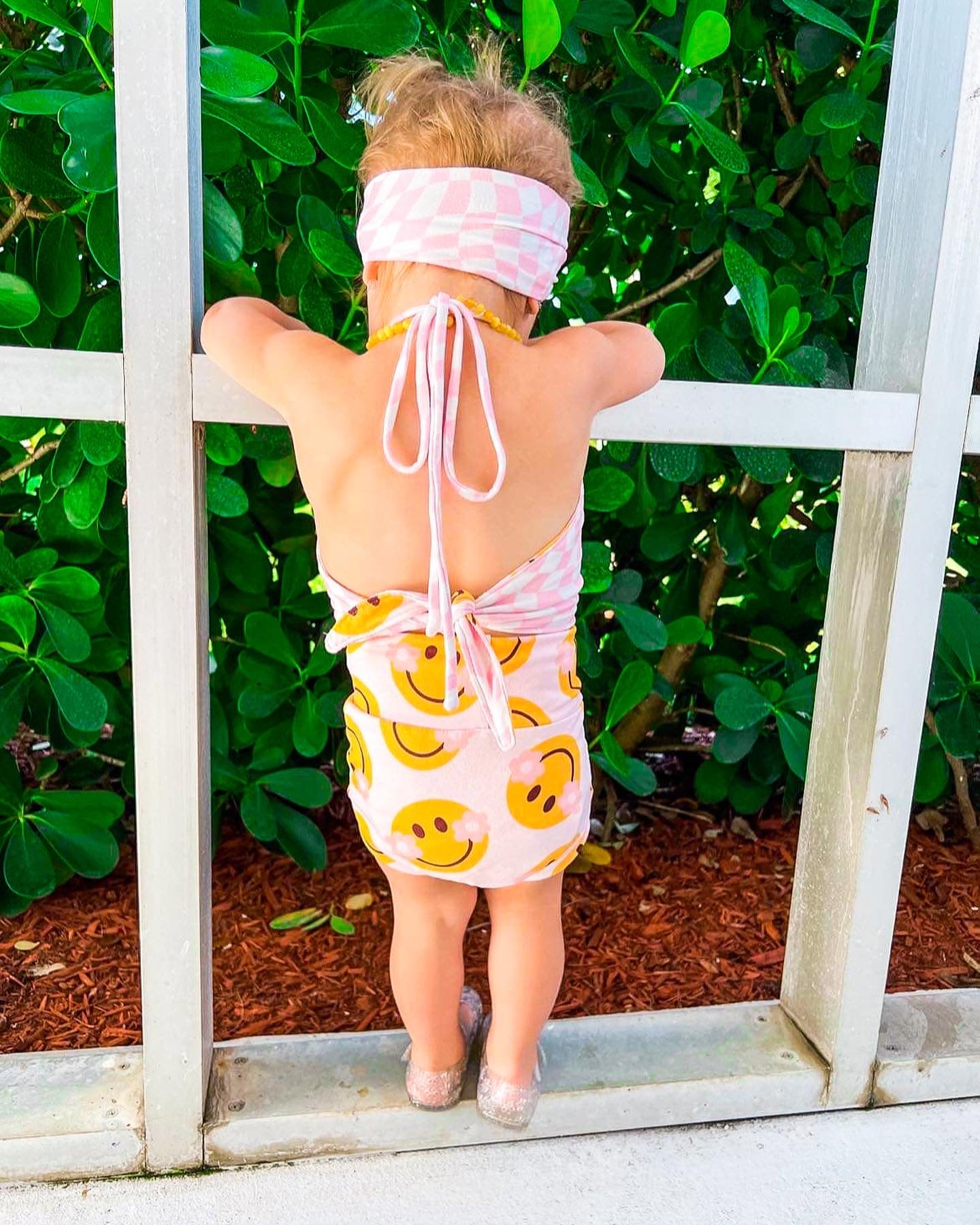 Reversible Smiley Halter & Bummies Set | Groovy One Outfit | Two Groovy Outfit