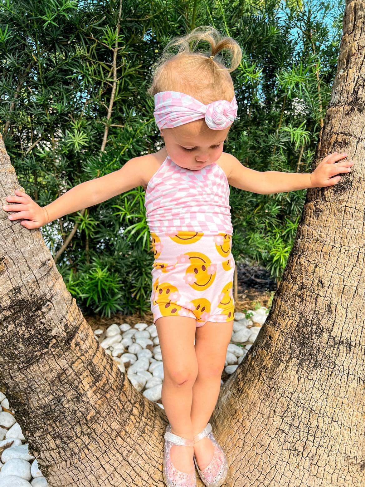 Reversible Smiley Halter & Bummies Set | Groovy One Outfit | Two Groovy Outfit