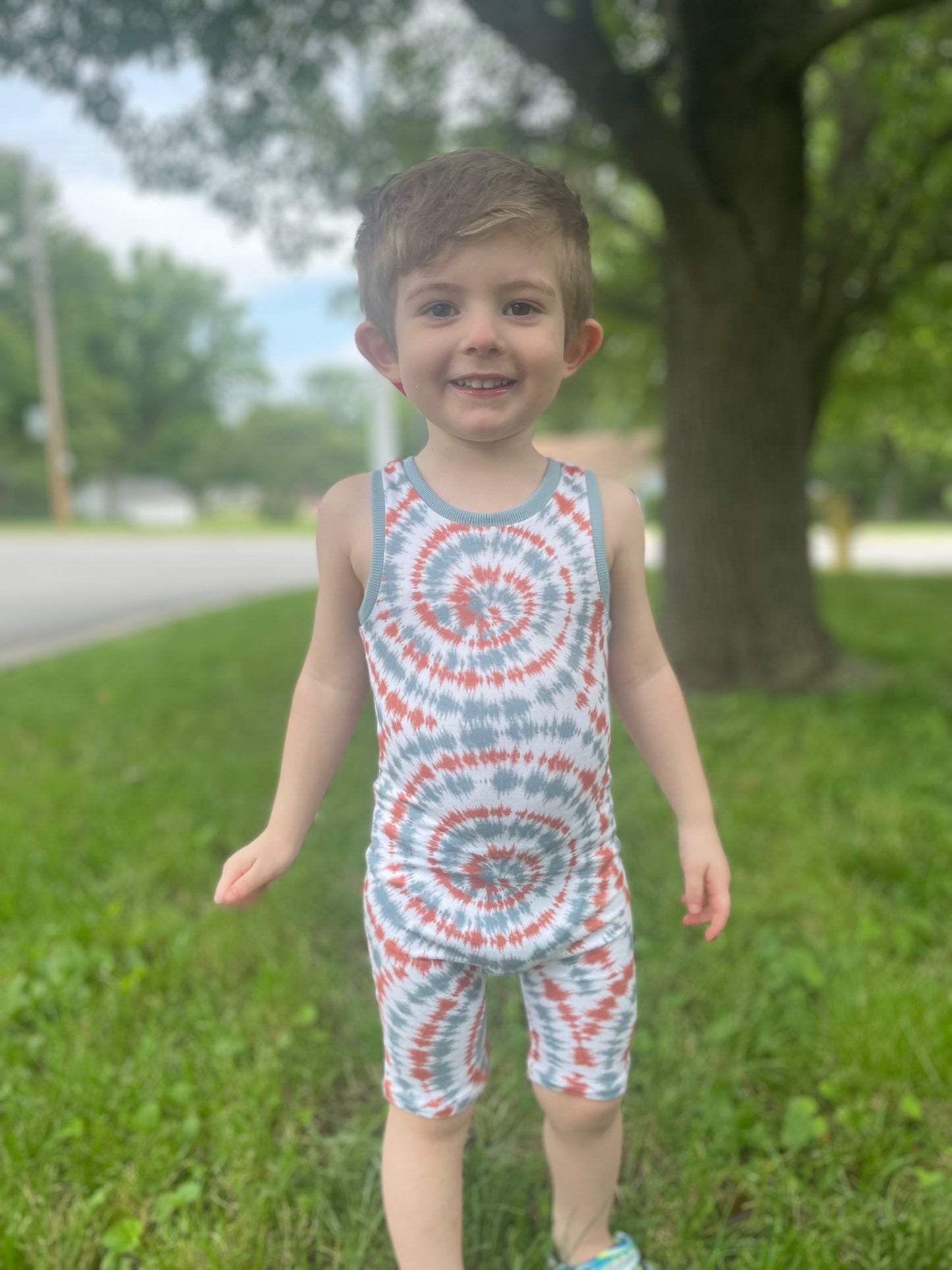 Tie Dye 4th of July Tank Romper