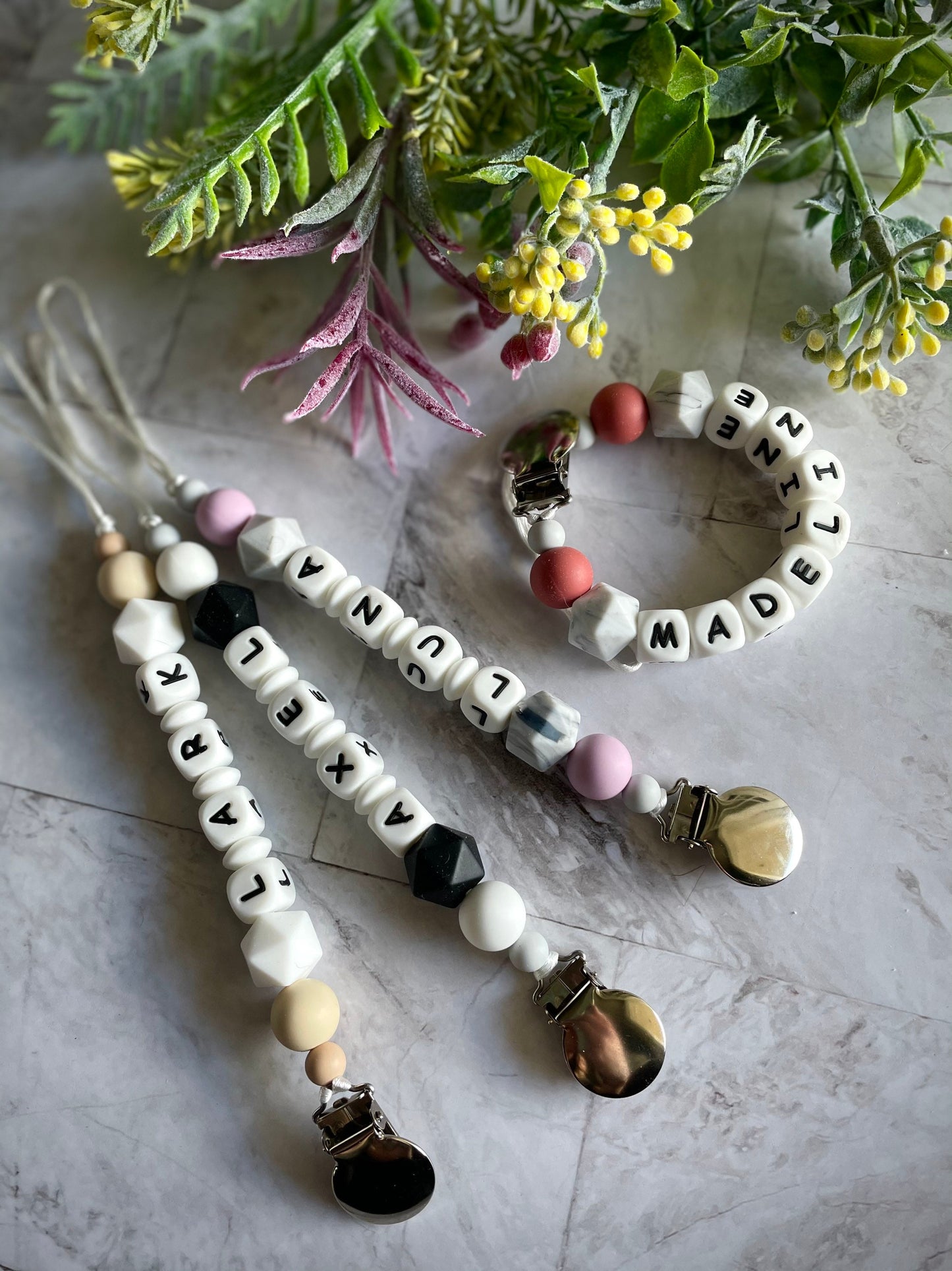 Personalized Name Pacifier Clips