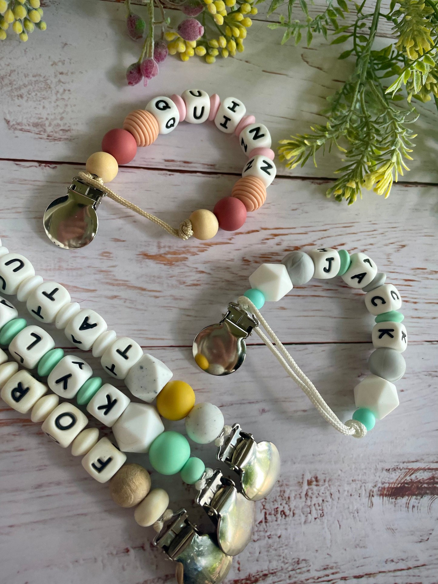 Personalized Name Pacifier Clips