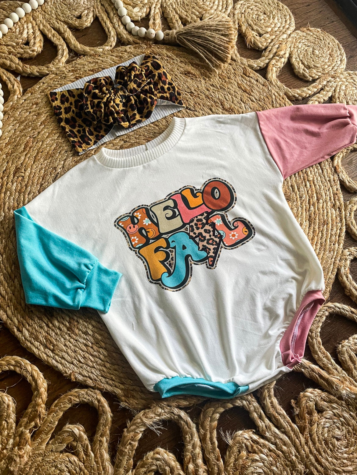 Hello Fall Color Block Sweater Romper | Sweater Romper | Fall Sweater Romper | Oversized Romper