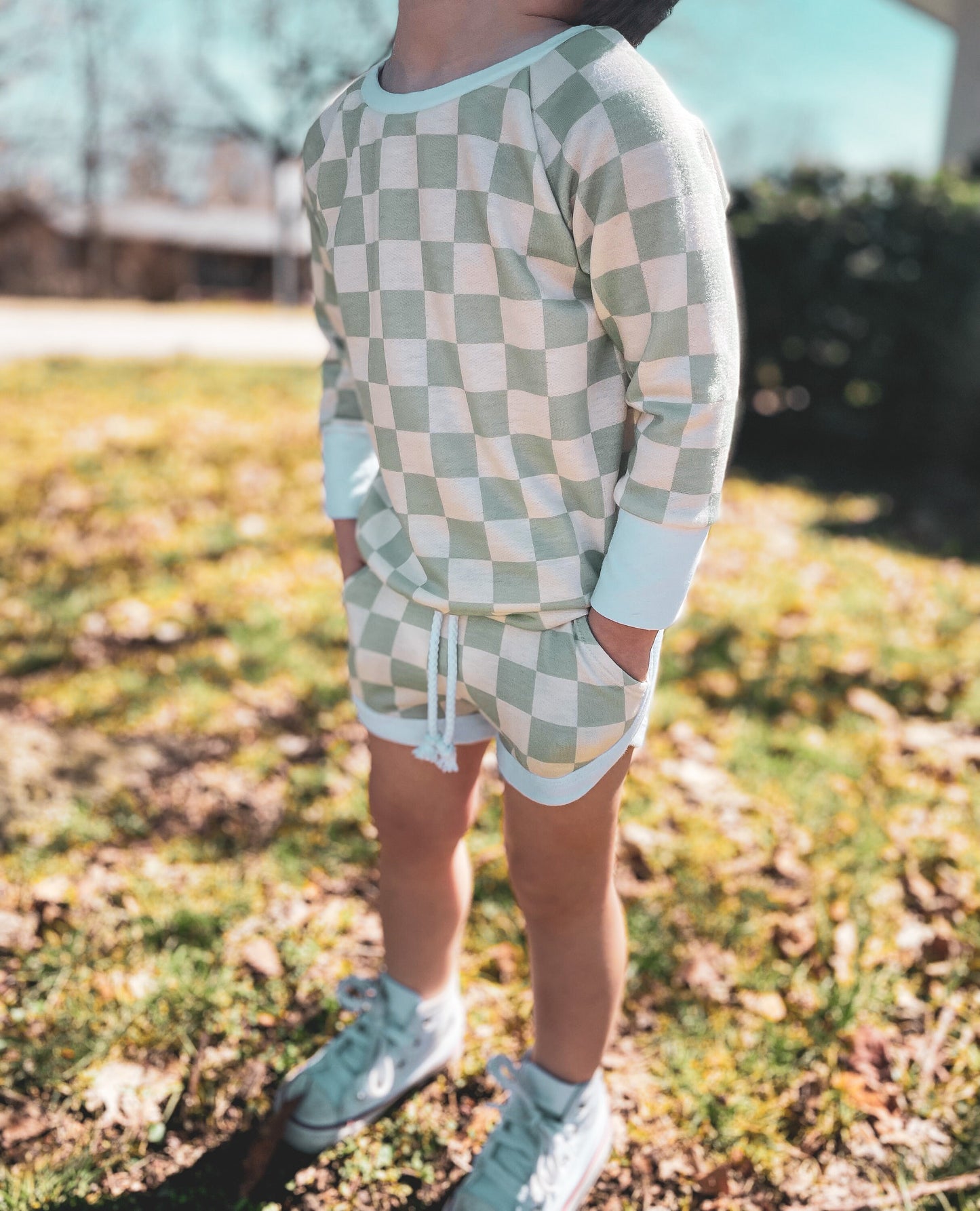 Checker Track Short Sets | Retro Shorts | Checker Shorts | Checker Outfits | Boy Outfits | Pastel Checker Outfits | Boy Shorts | Shorties